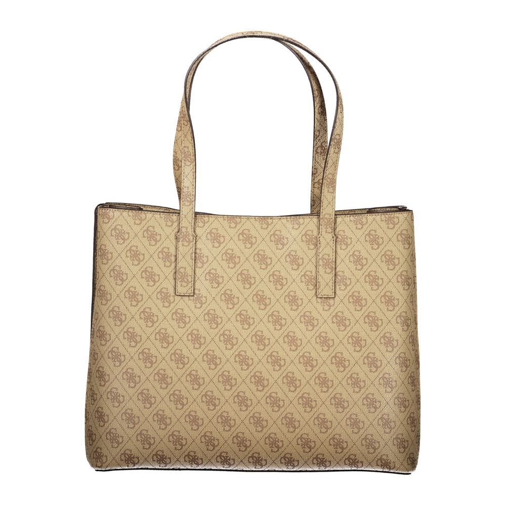 Beige Polyurethane Women Handbag - ventzia