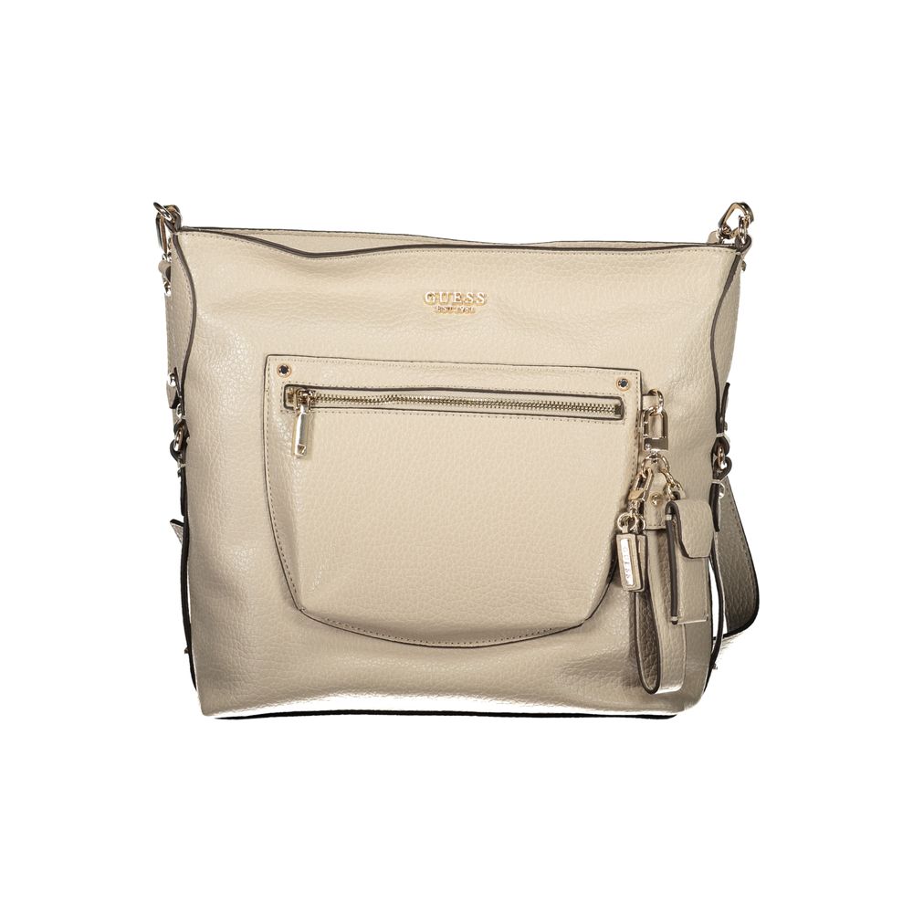 Beige Polyurethane Women's Handbag - ventzia