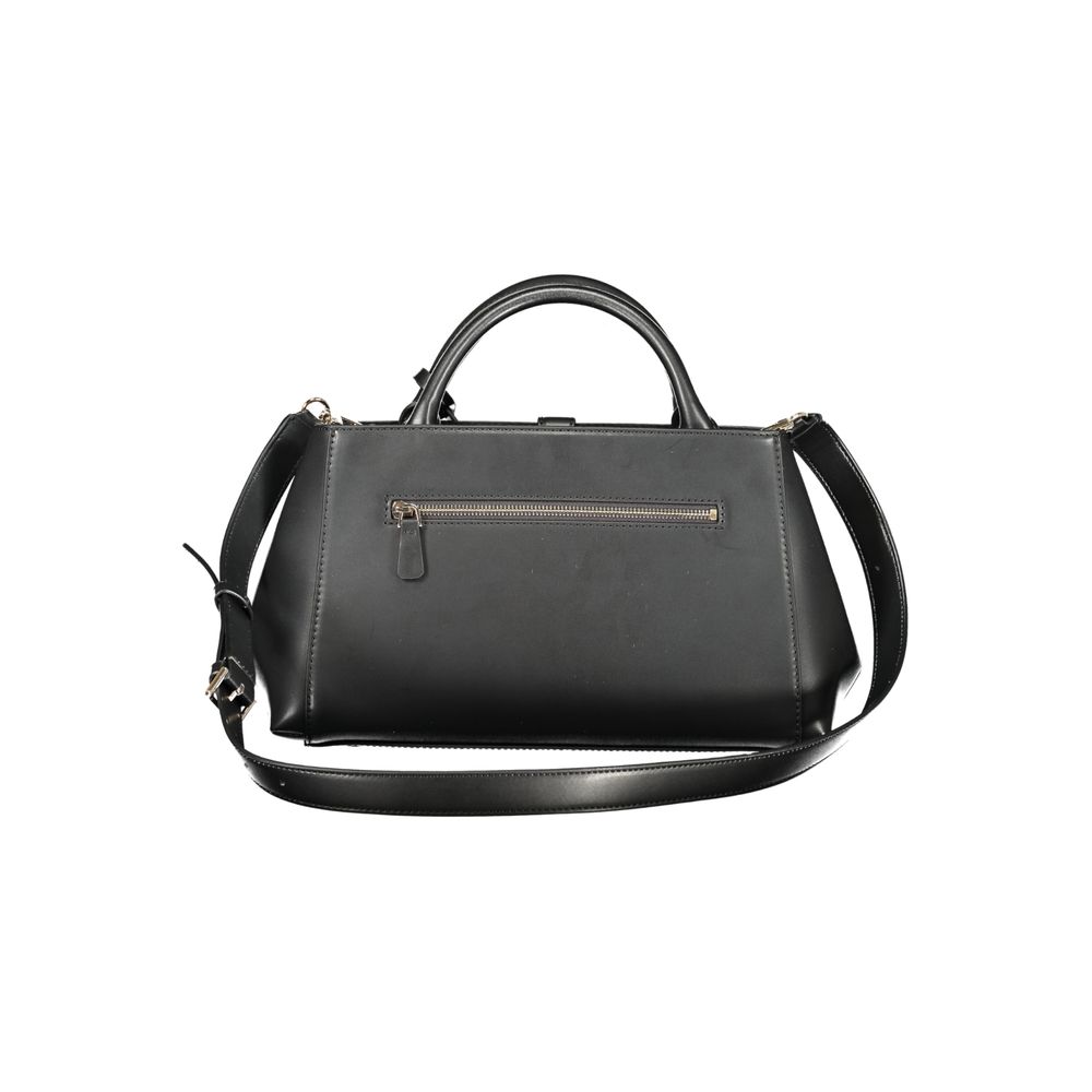 Black Polyurethane Women Handbag - ventzia