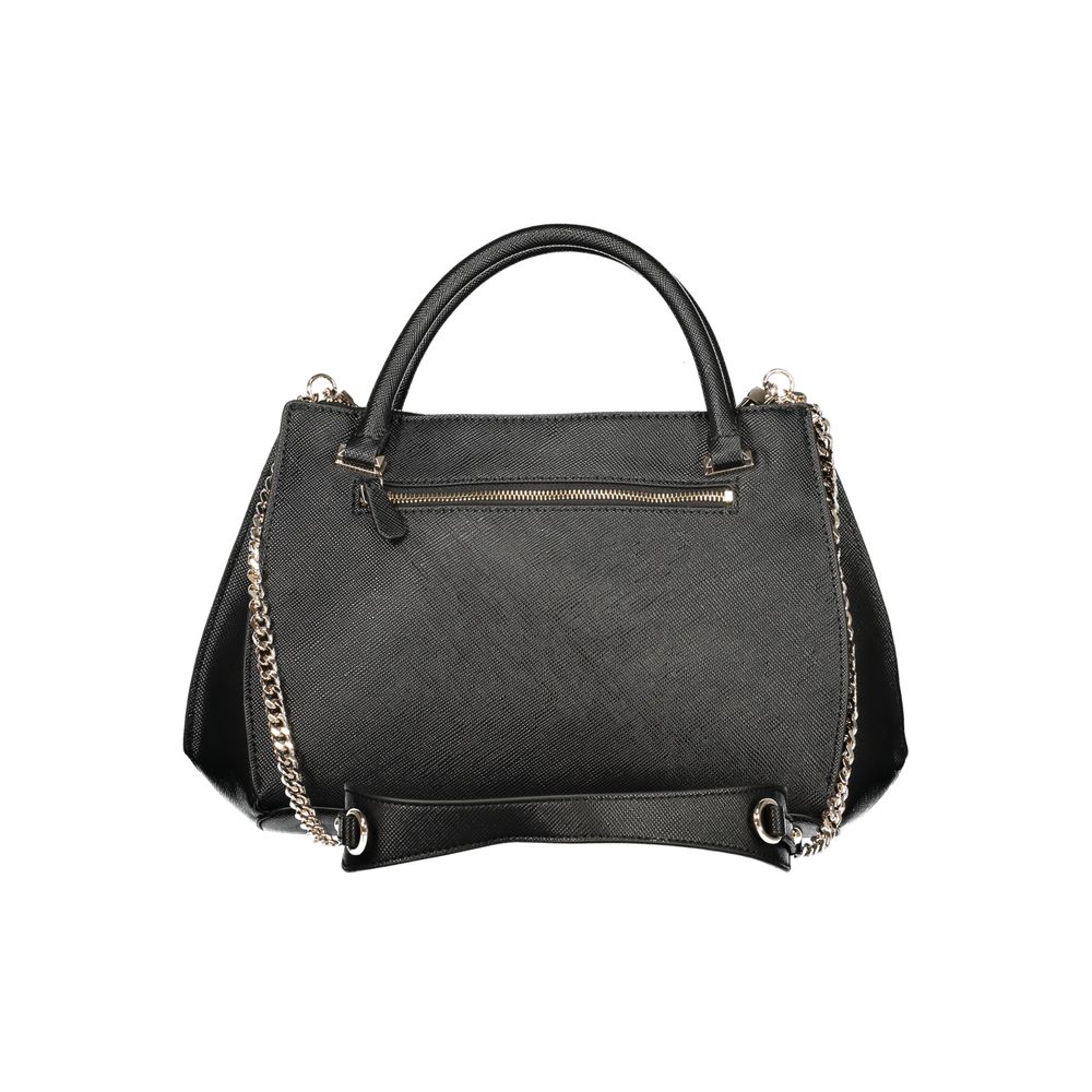 Black Polyurethane Women Handbag - ventzia