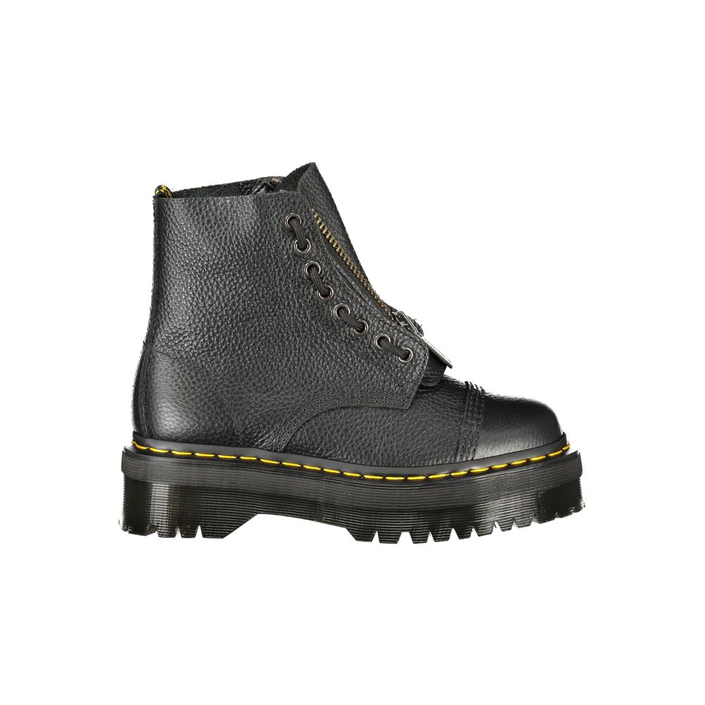 Black Leather Unisex Ankle Boot - ventzia