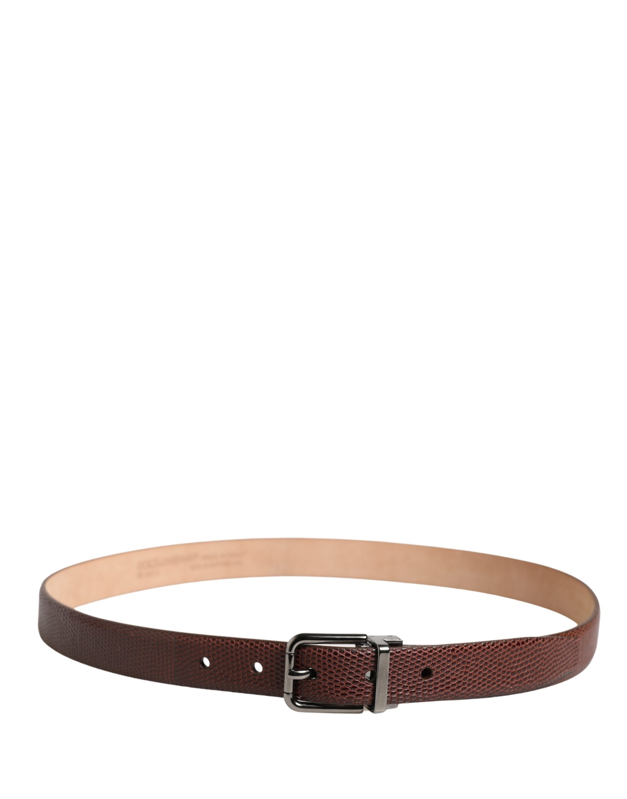 Men Brown Goatskin Leather Metal Buckle Belt - ventzia