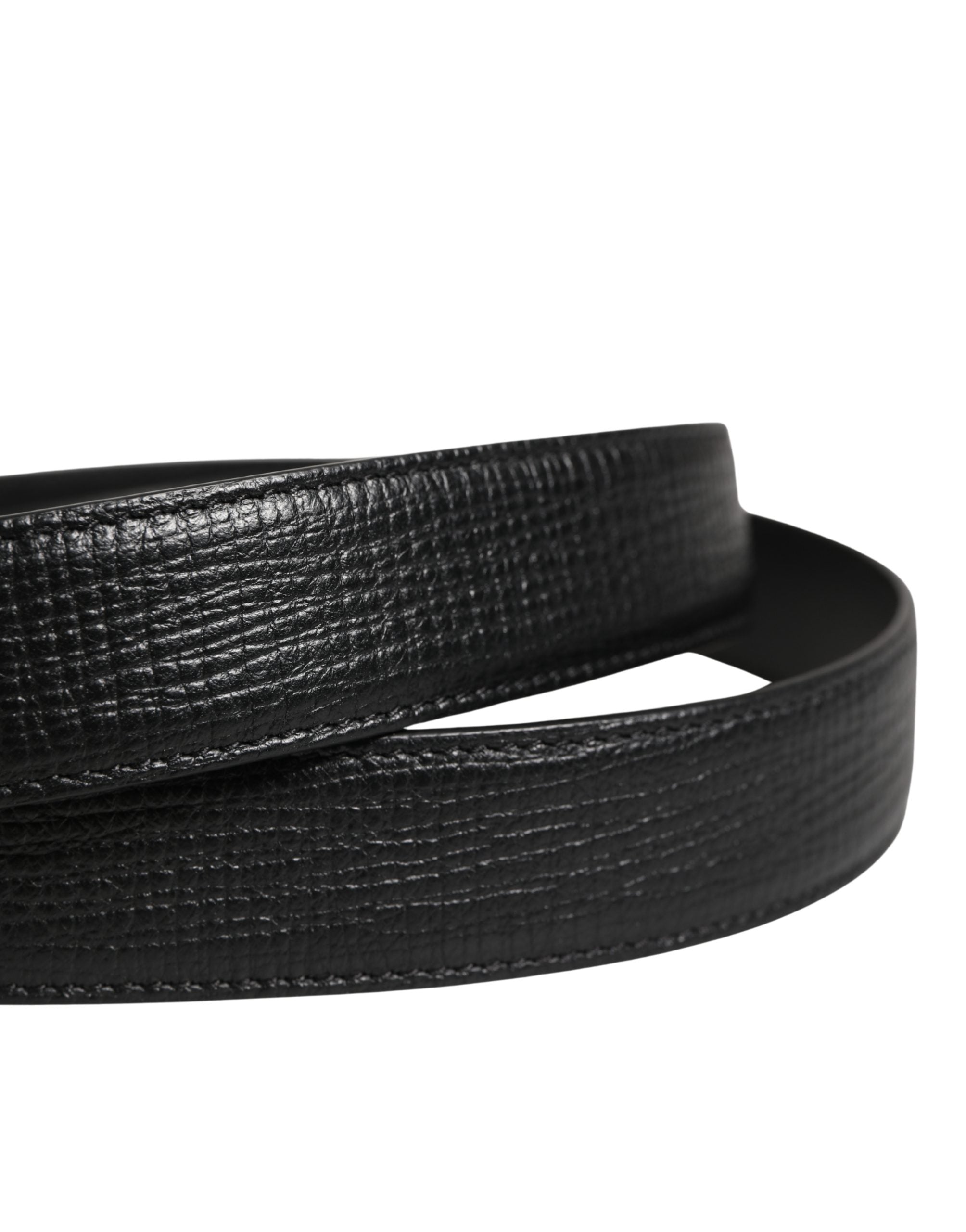 Men Black Classic Leather Metal Buckle Belt - ventzia