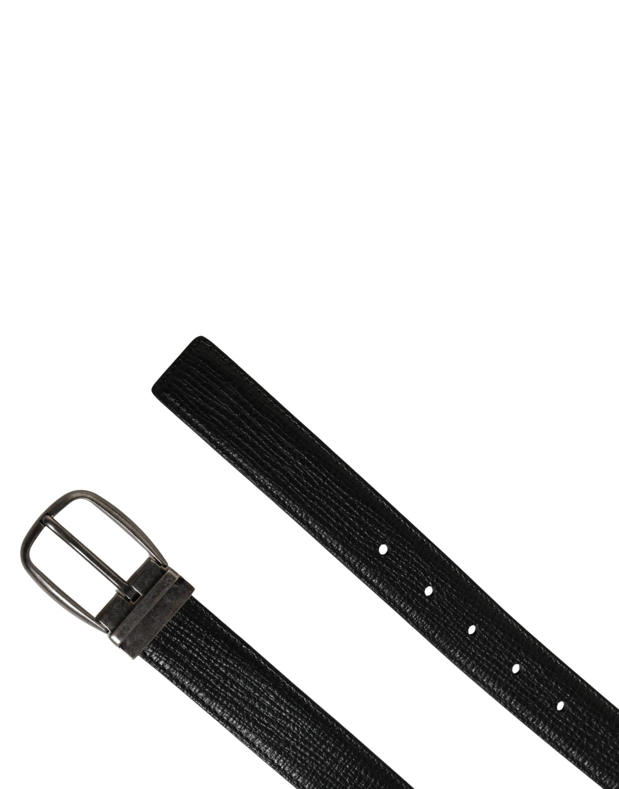 Men Black Classic Leather Metal Buckle Belt - ventzia