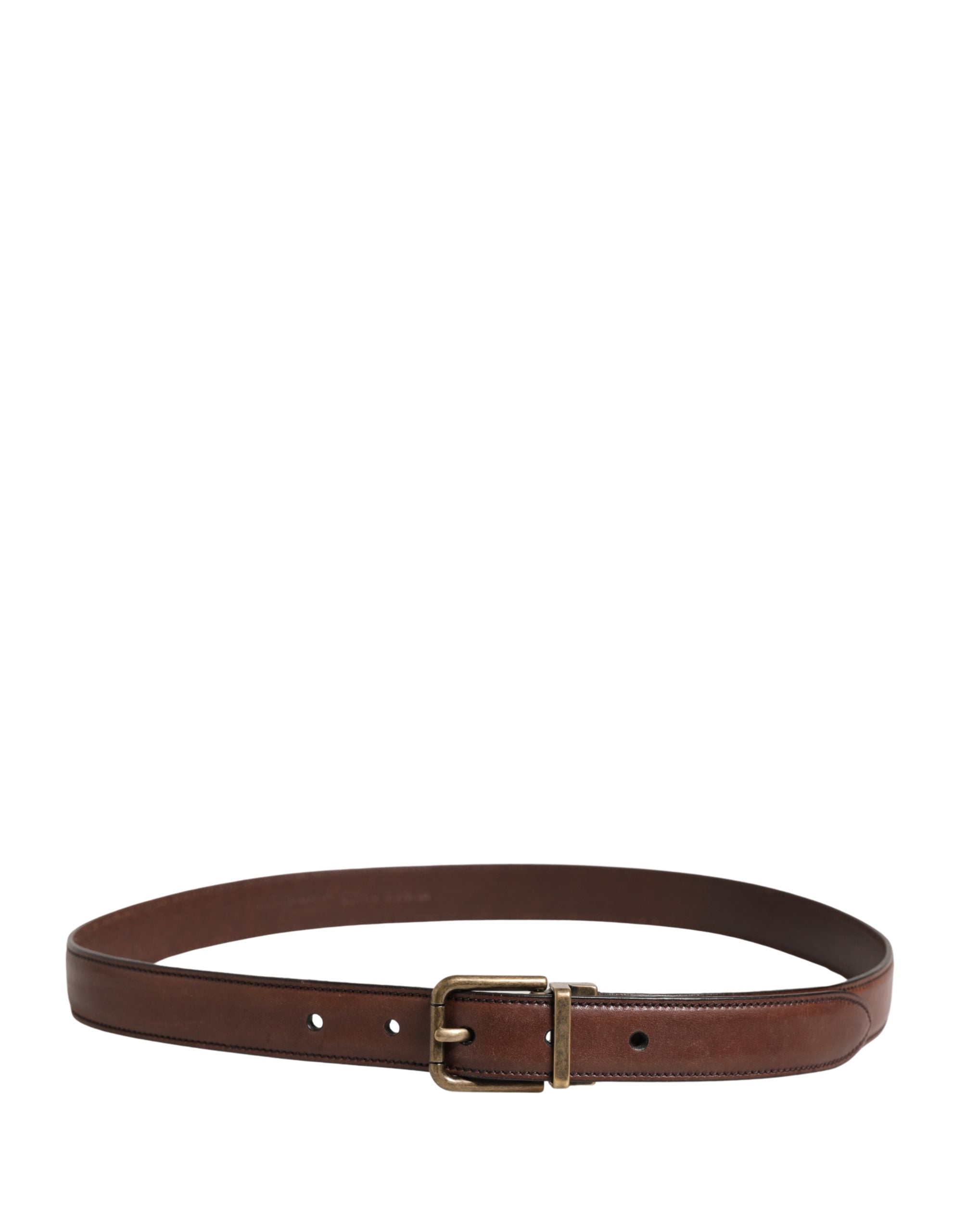 Men Brown Classic Leather Metal Buckle Belt - ventzia