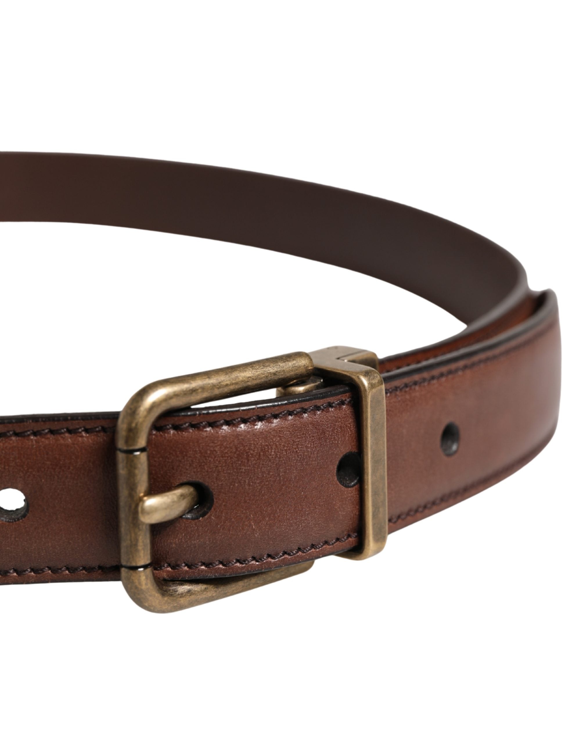 Men Brown Classic Leather Metal Buckle Belt - ventzia