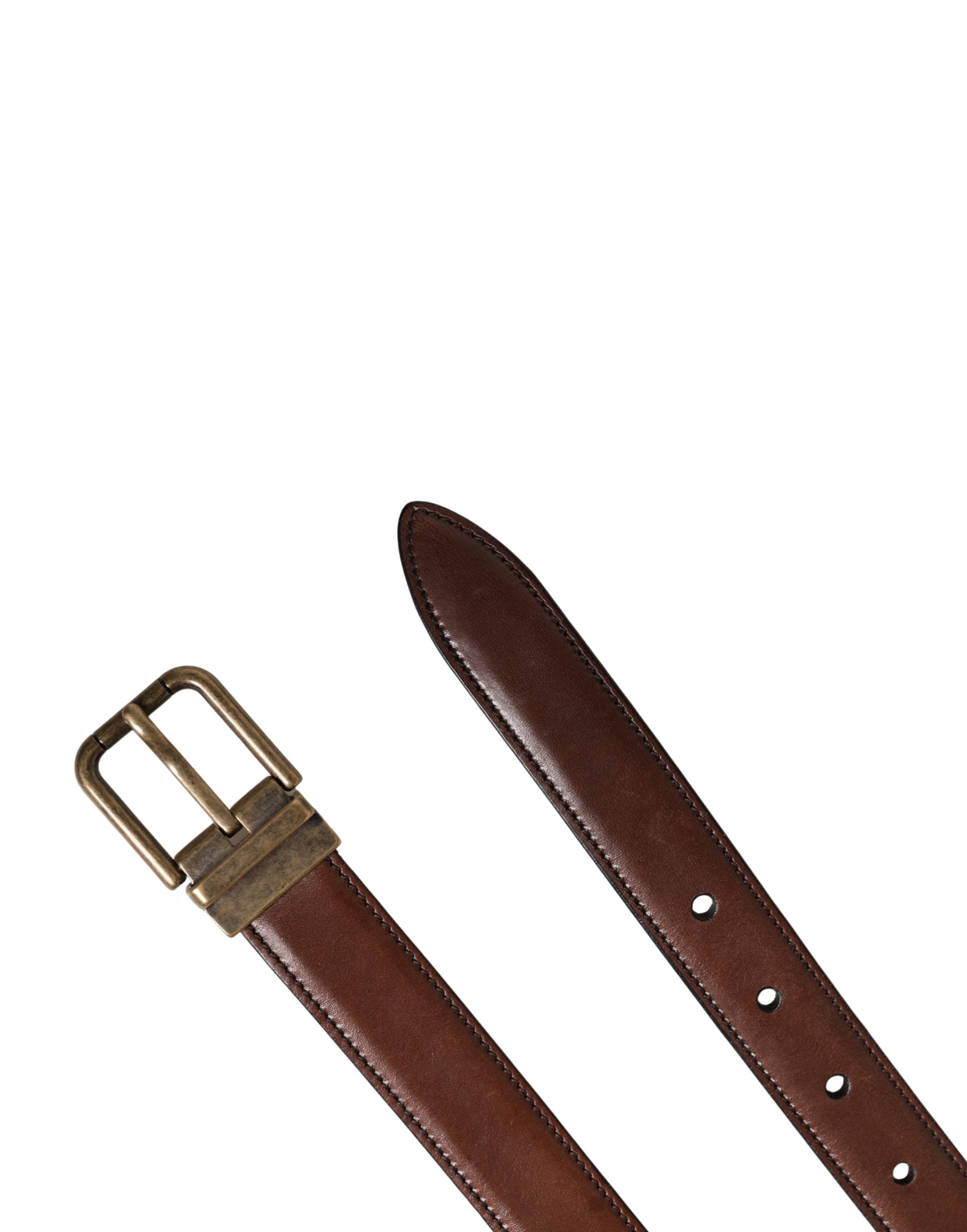 Men Brown Classic Leather Metal Buckle Belt - ventzia