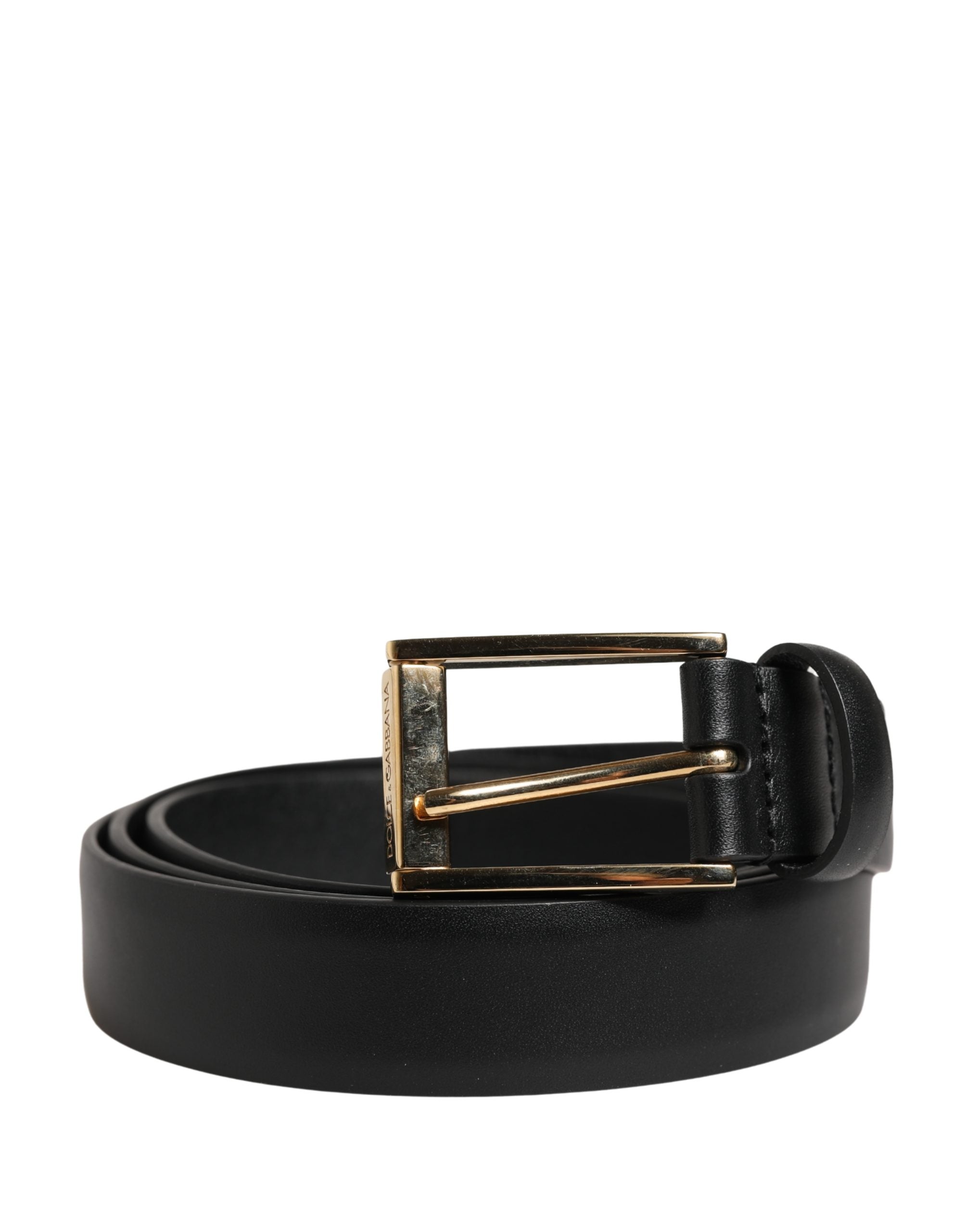 Men Black Classic Leather Metal Buckle Belt - ventzia