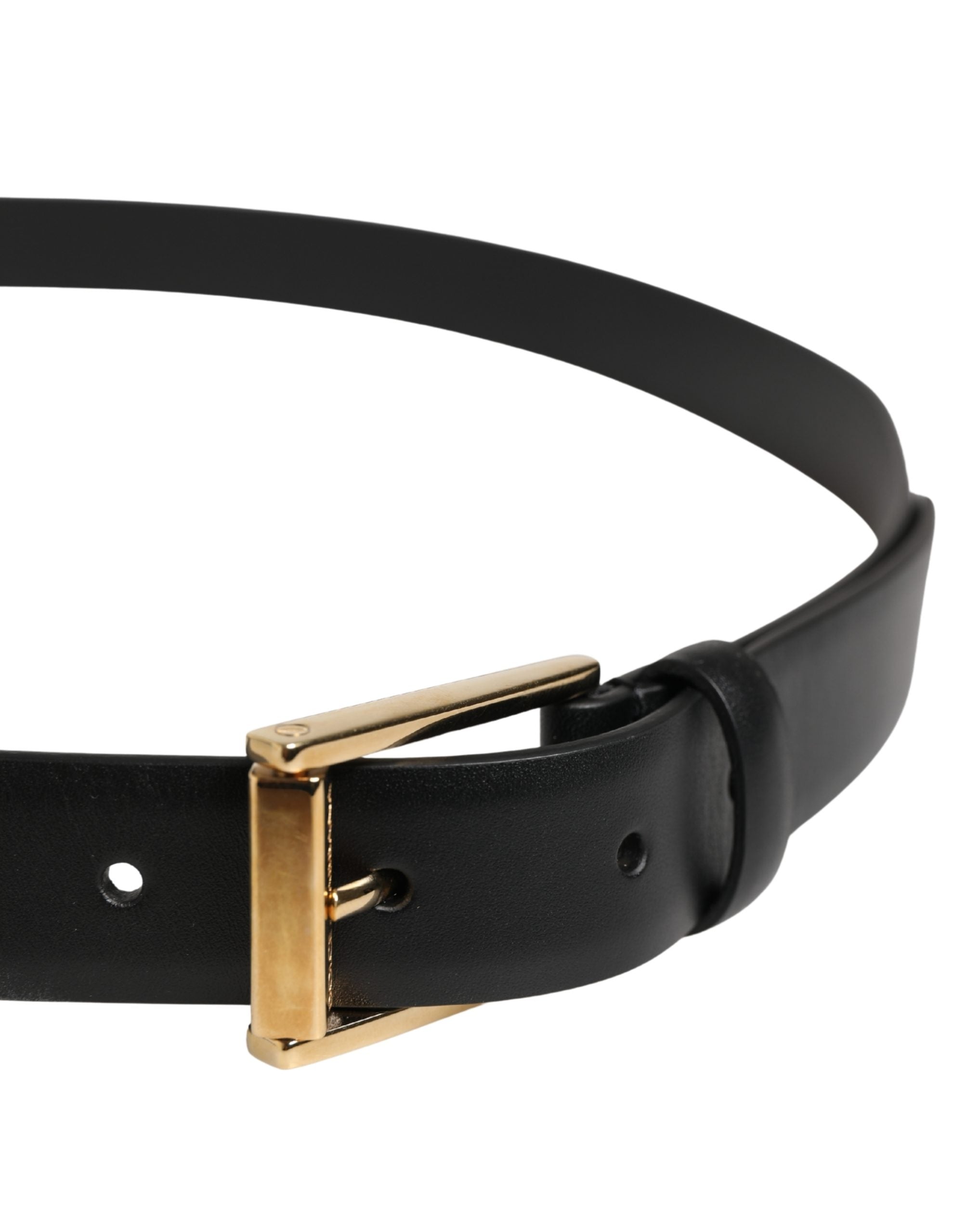 Men Black Classic Leather Metal Buckle Belt - ventzia