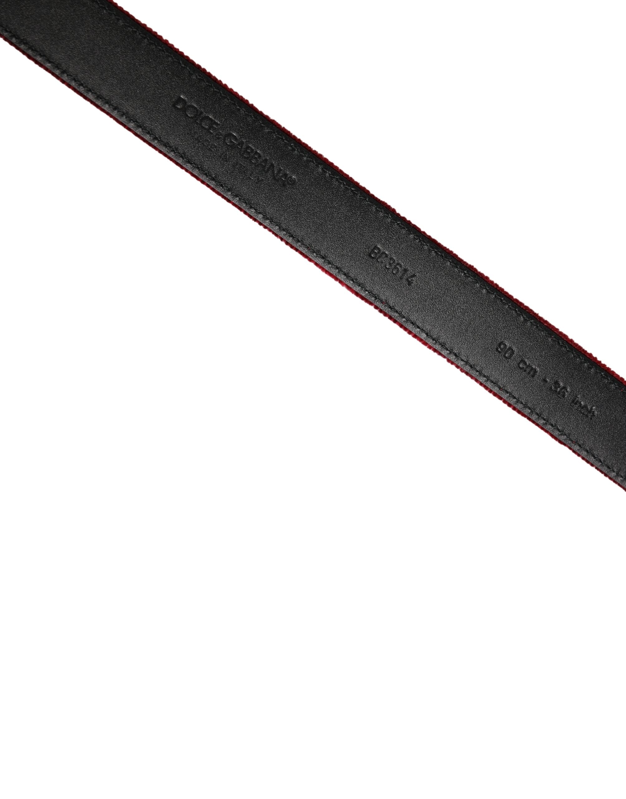 Men Burgundy Velvet Cotton Metal Buckle Belt - ventzia