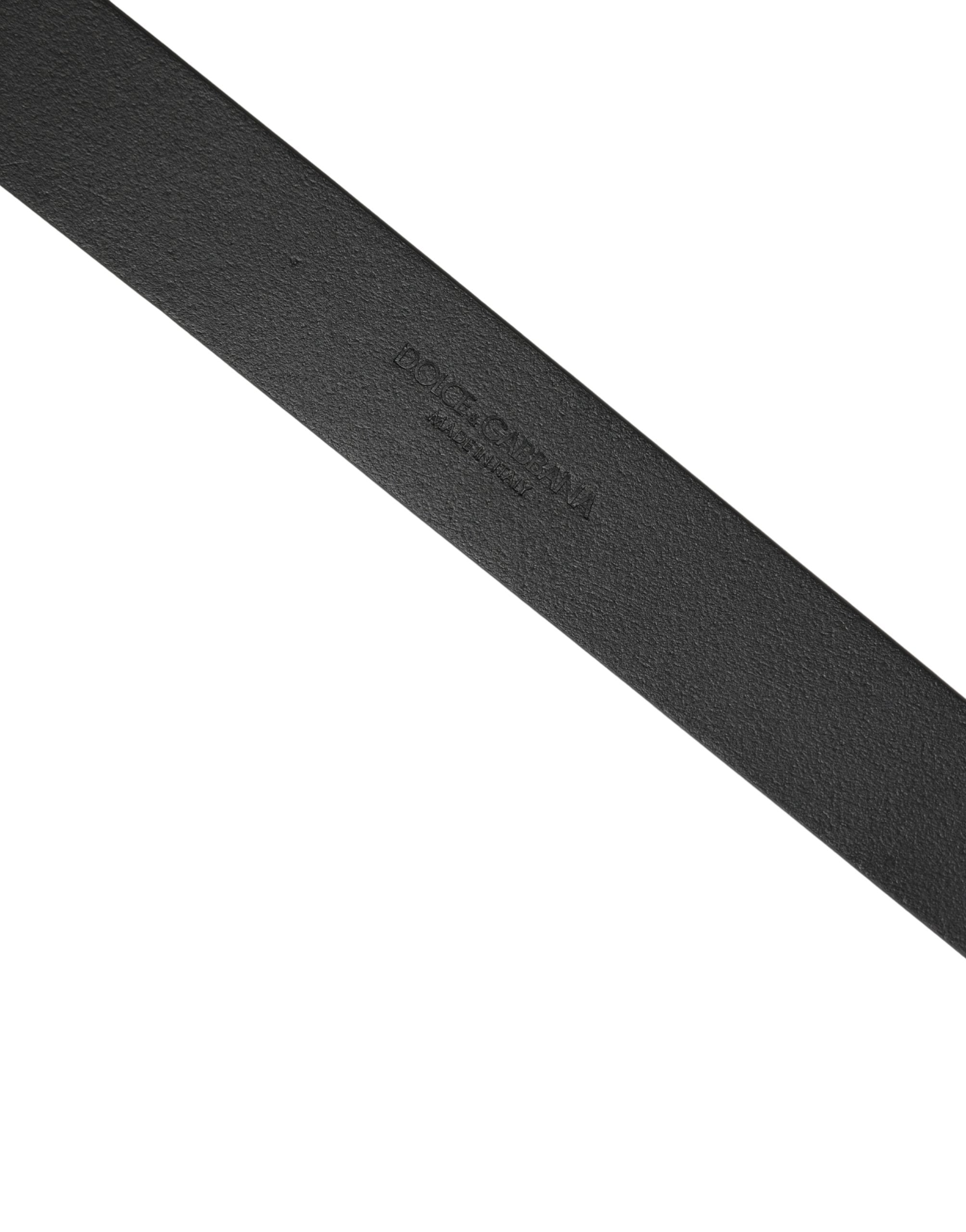 Men Black Calfskin Leather Square Buckle Belt - ventzia