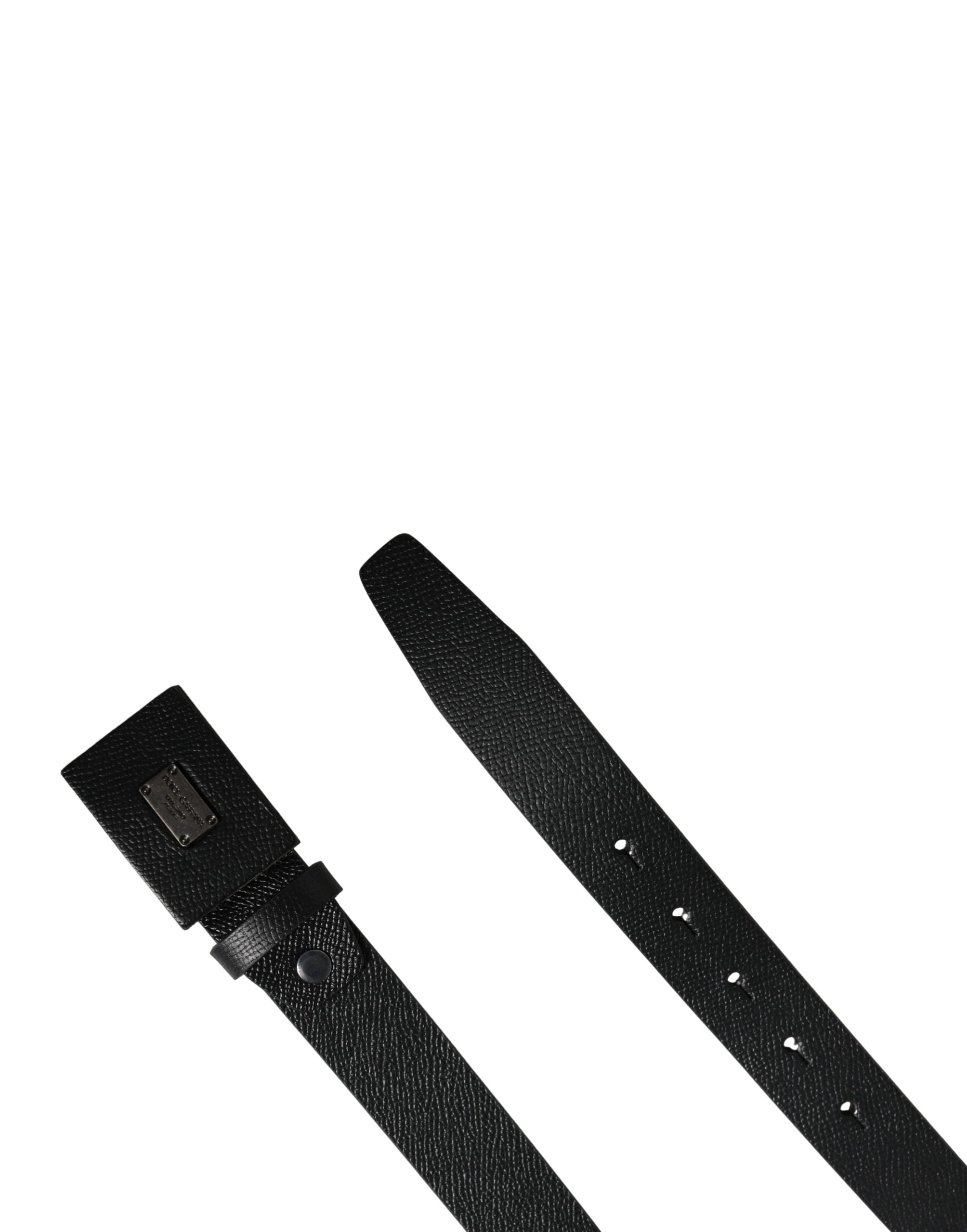 Men Black Calfskin Leather Square Buckle Belt - ventzia