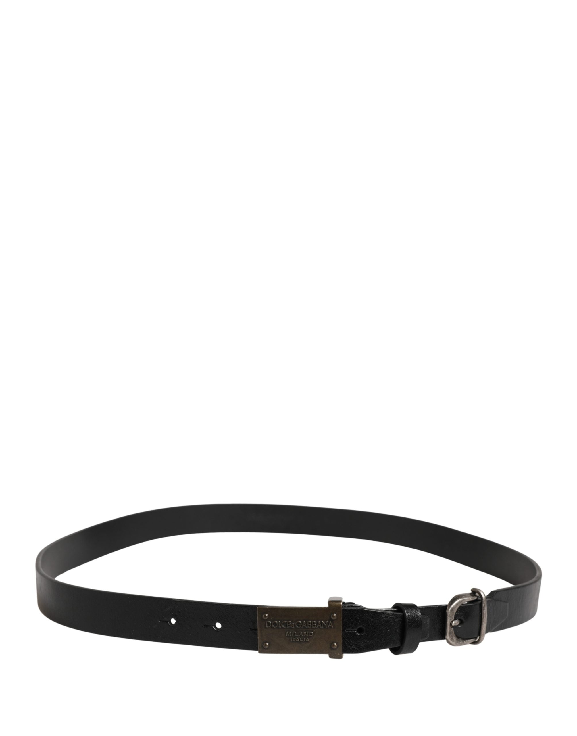 Men Black Classic Leather Logo Buckle Belt - ventzia
