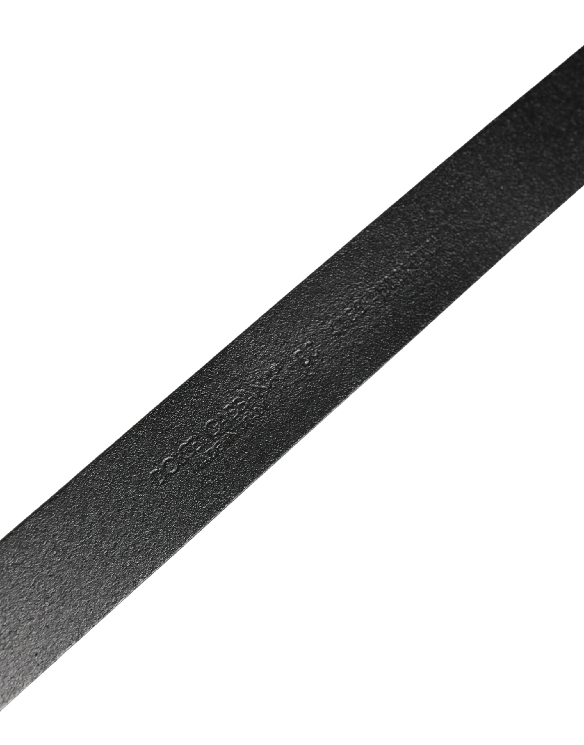 Men Black Classic Leather Logo Buckle Belt - ventzia
