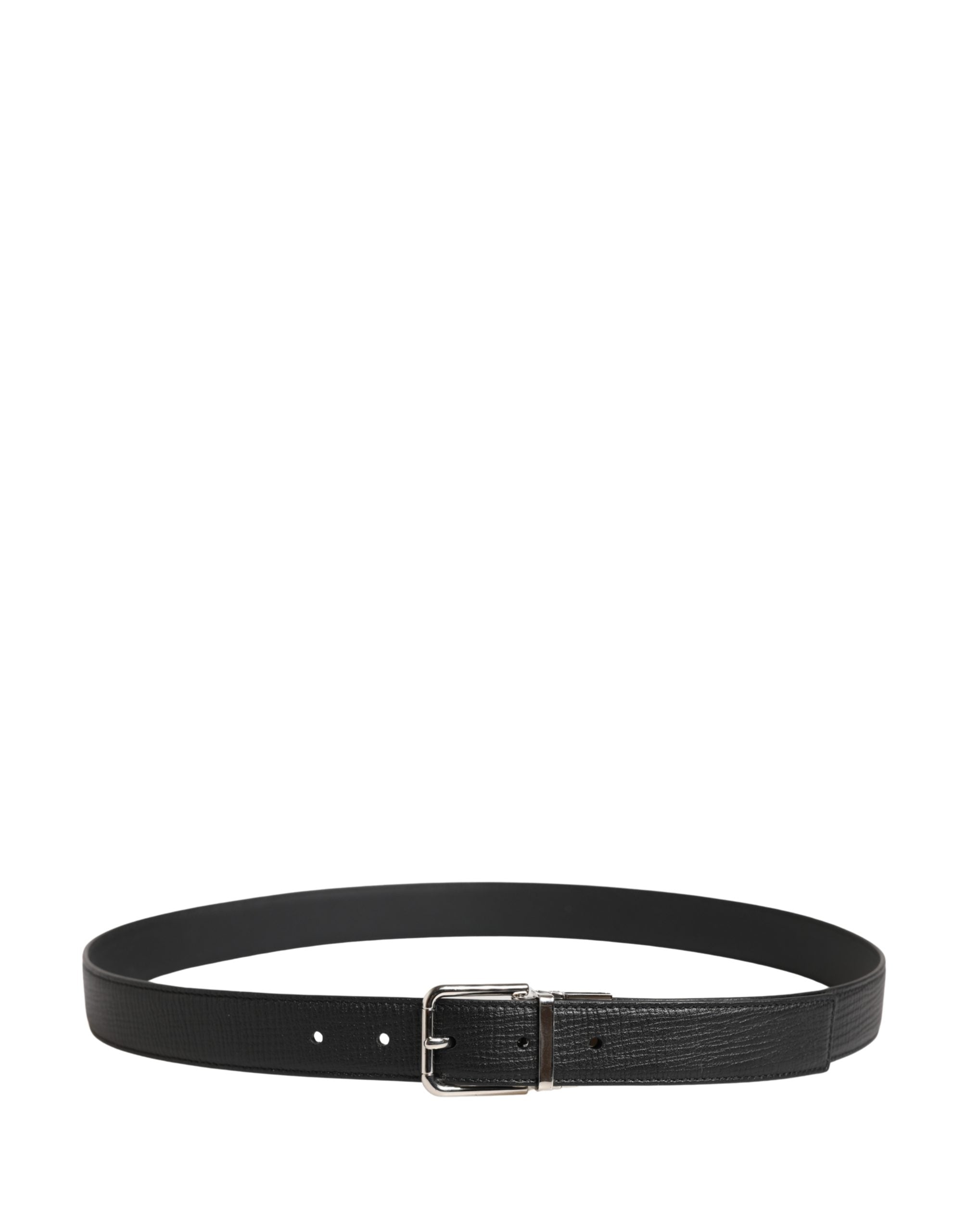 Men Black Classic Leather Metal Buckle Belt - ventzia