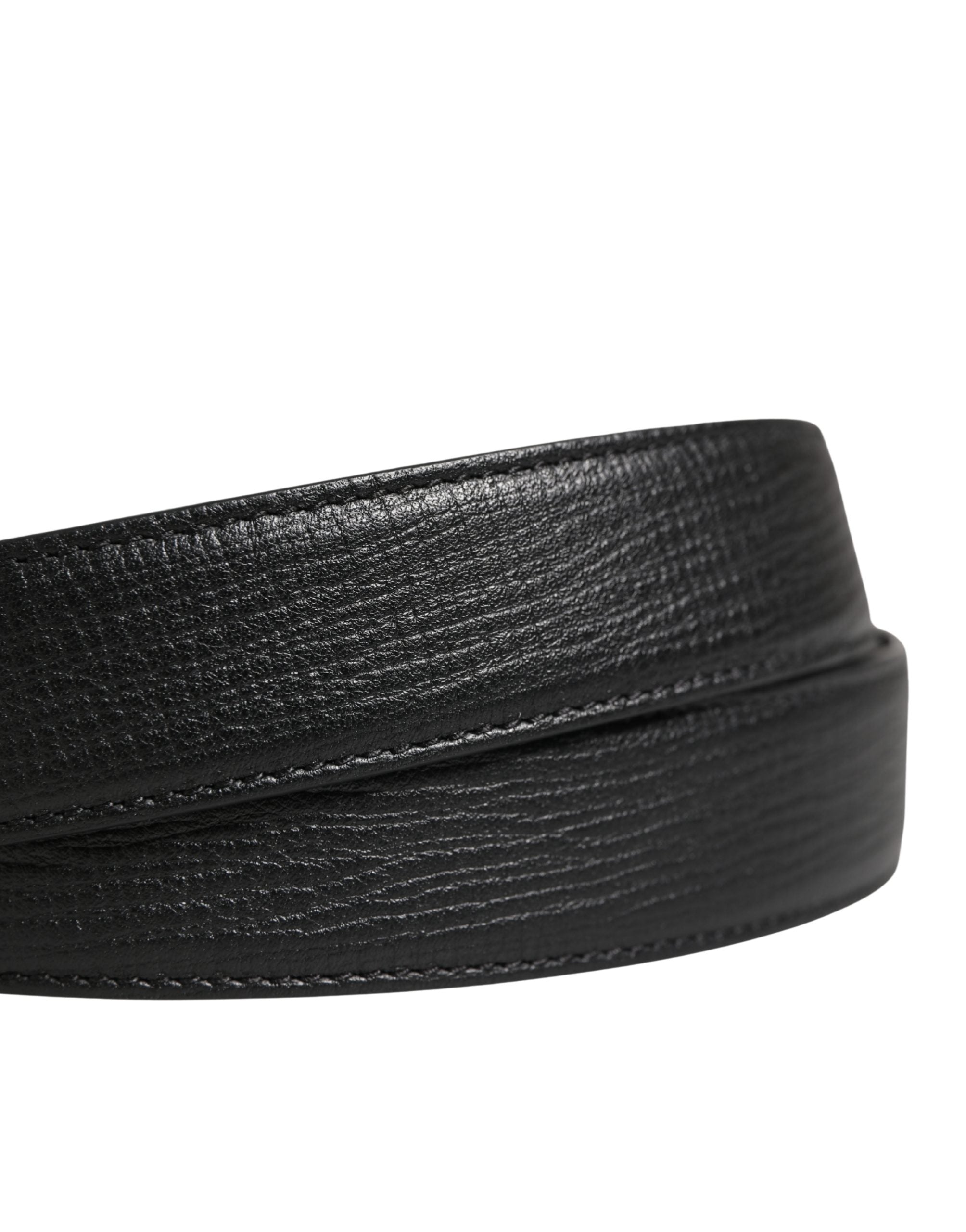 Men Black Classic Leather Metal Buckle Belt - ventzia