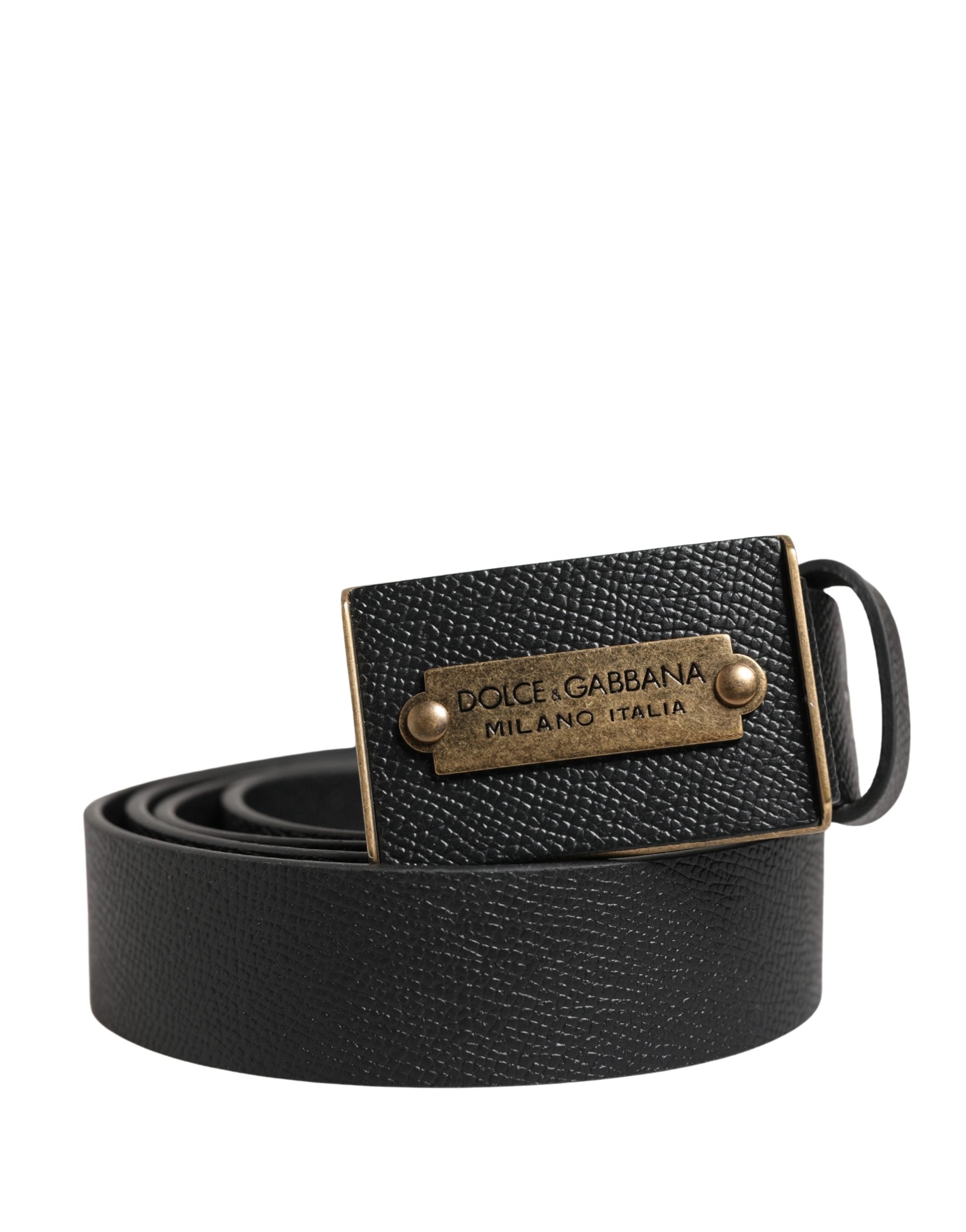 Men Black Calf Leather Metal Buckle Belt - ventzia