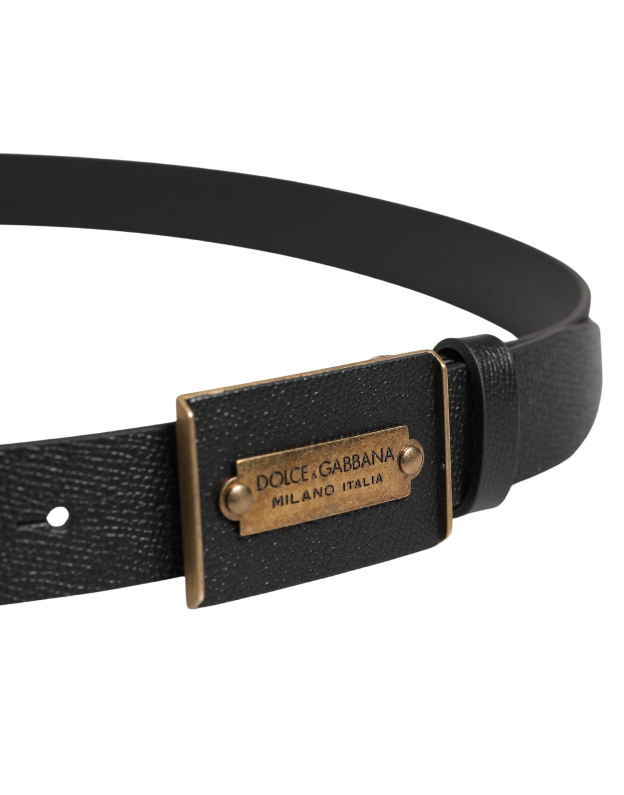 Men Black Calf Leather Metal Buckle Belt - ventzia