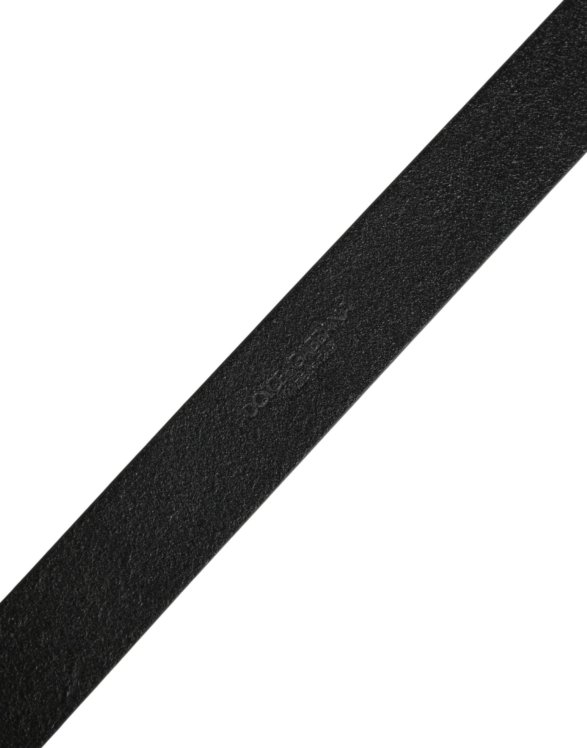 Men Black Calf Leather Metal Buckle Belt - ventzia