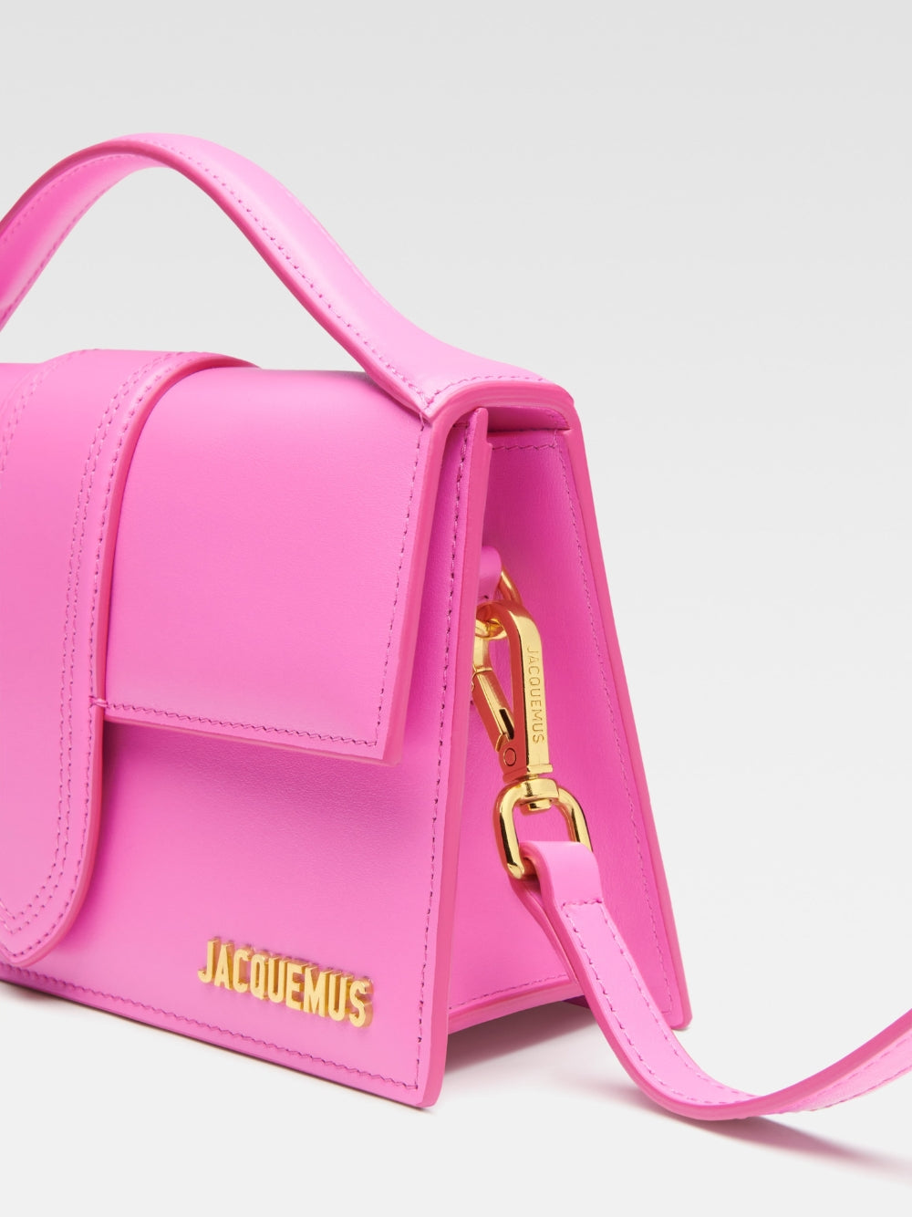 Neon Pink Leather Le Grand Bambino Handbag - ventzia
