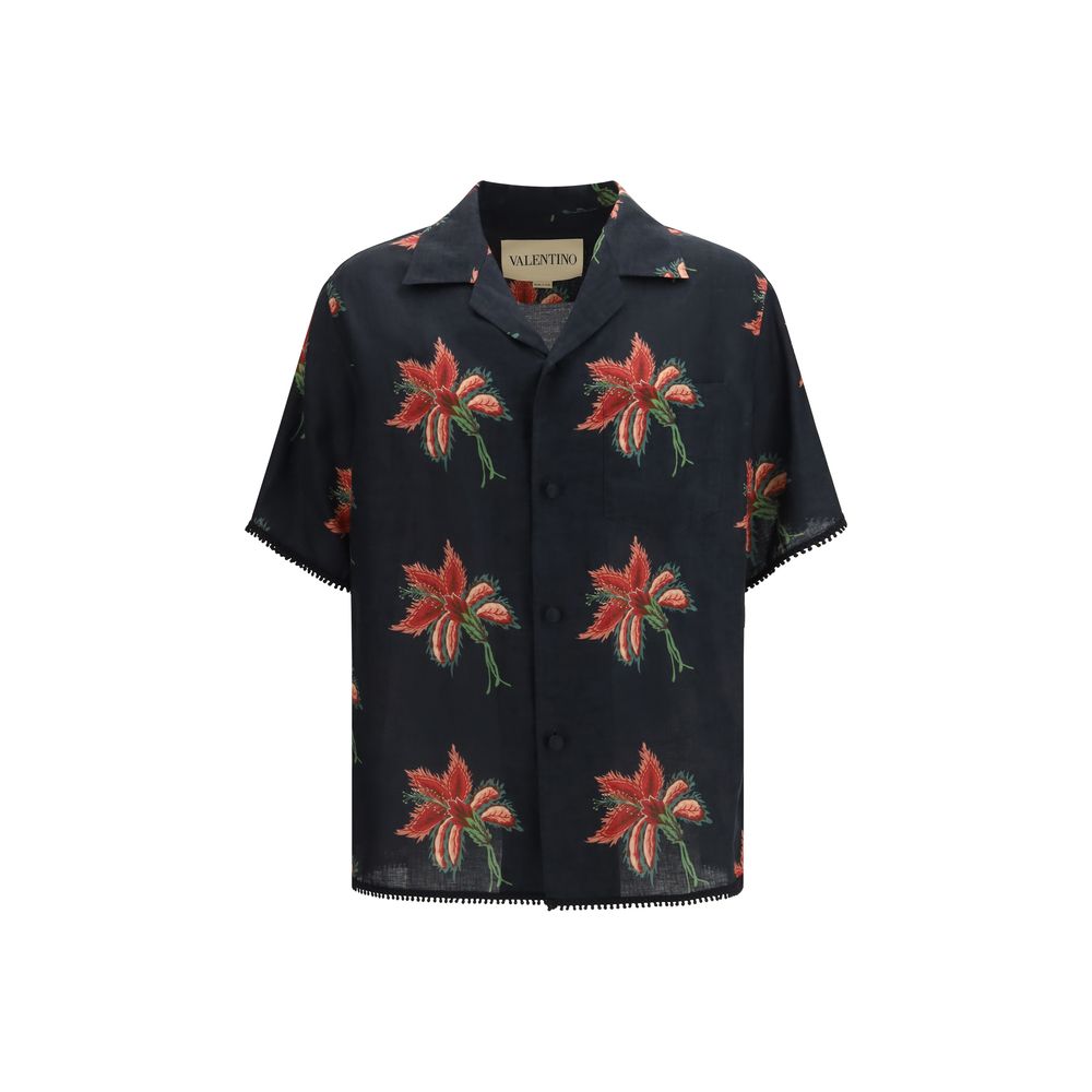 Black Linen Pattern Shirt - ventzia