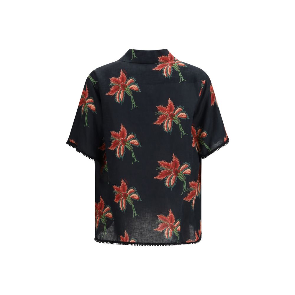 Black Linen Pattern Shirt - ventzia