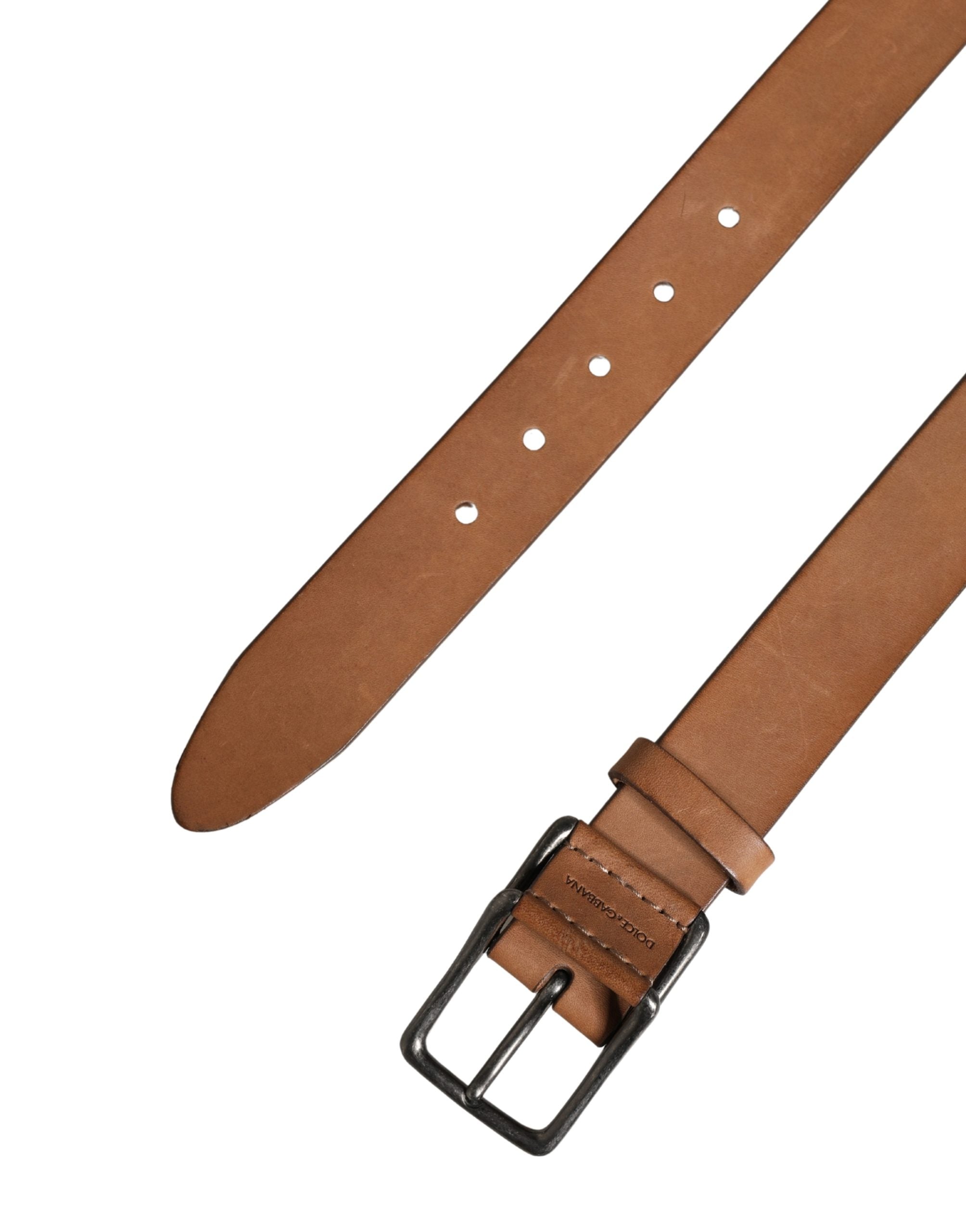 Men Brown Leather Classic Metal Buckle Belt - ventzia