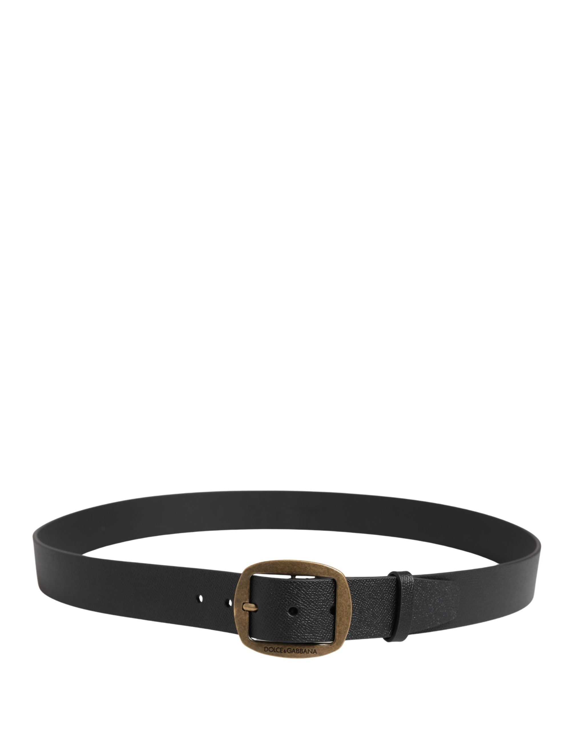 Men Black Classic Leather Metal Buckle Belt - ventzia
