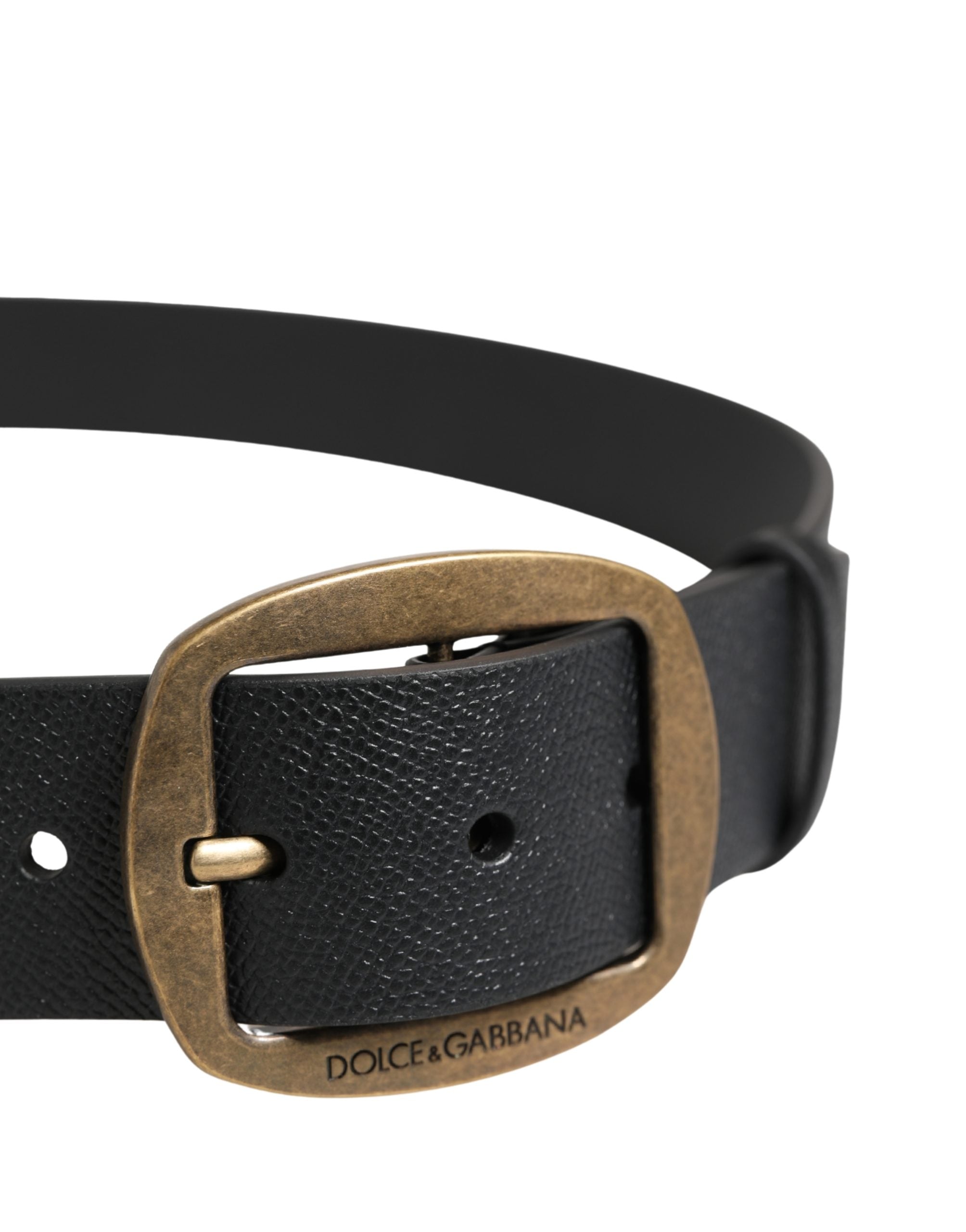 Men Black Classic Leather Metal Buckle Belt - ventzia