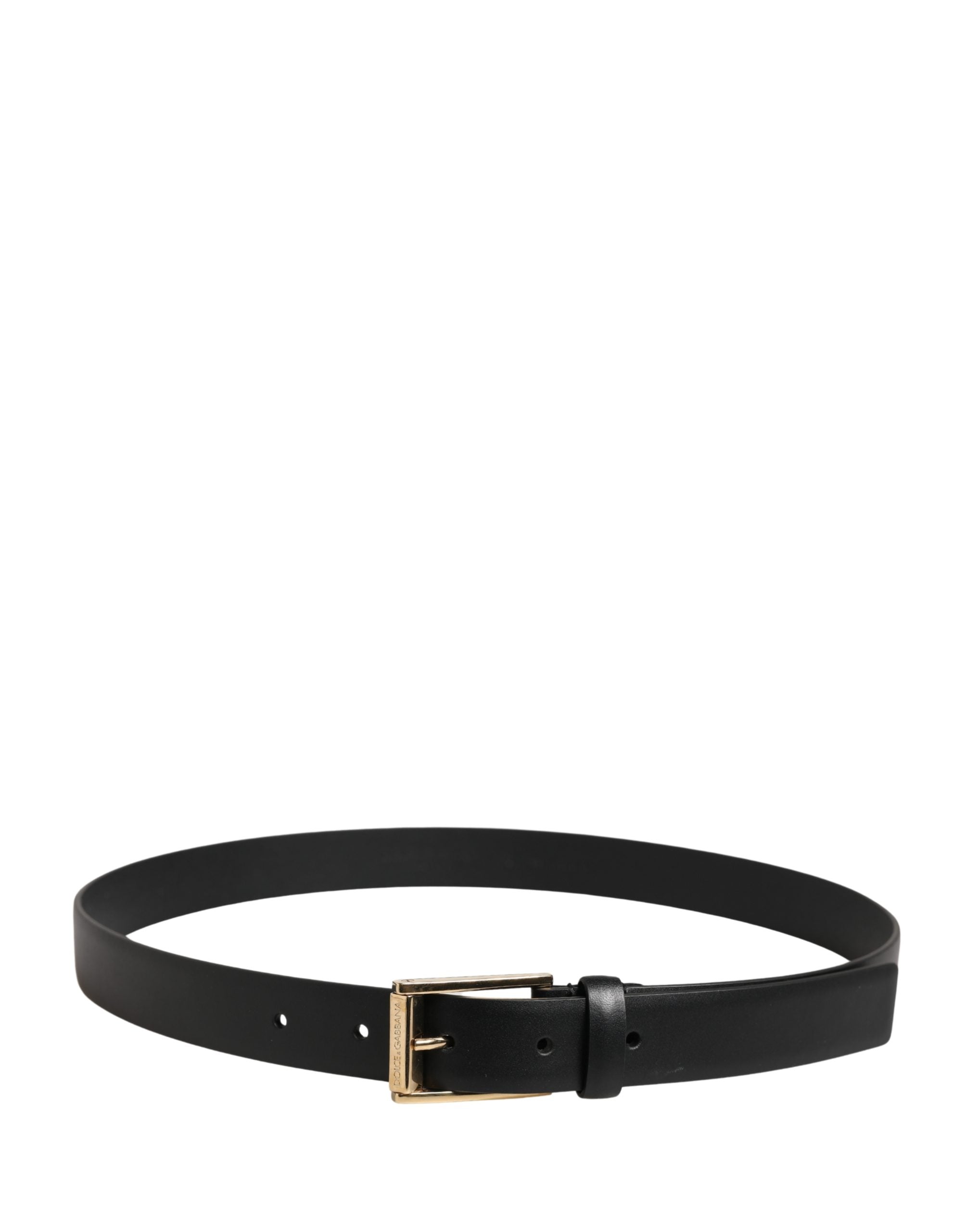 Men Black Classic Leather Metal Buckle Belt - ventzia