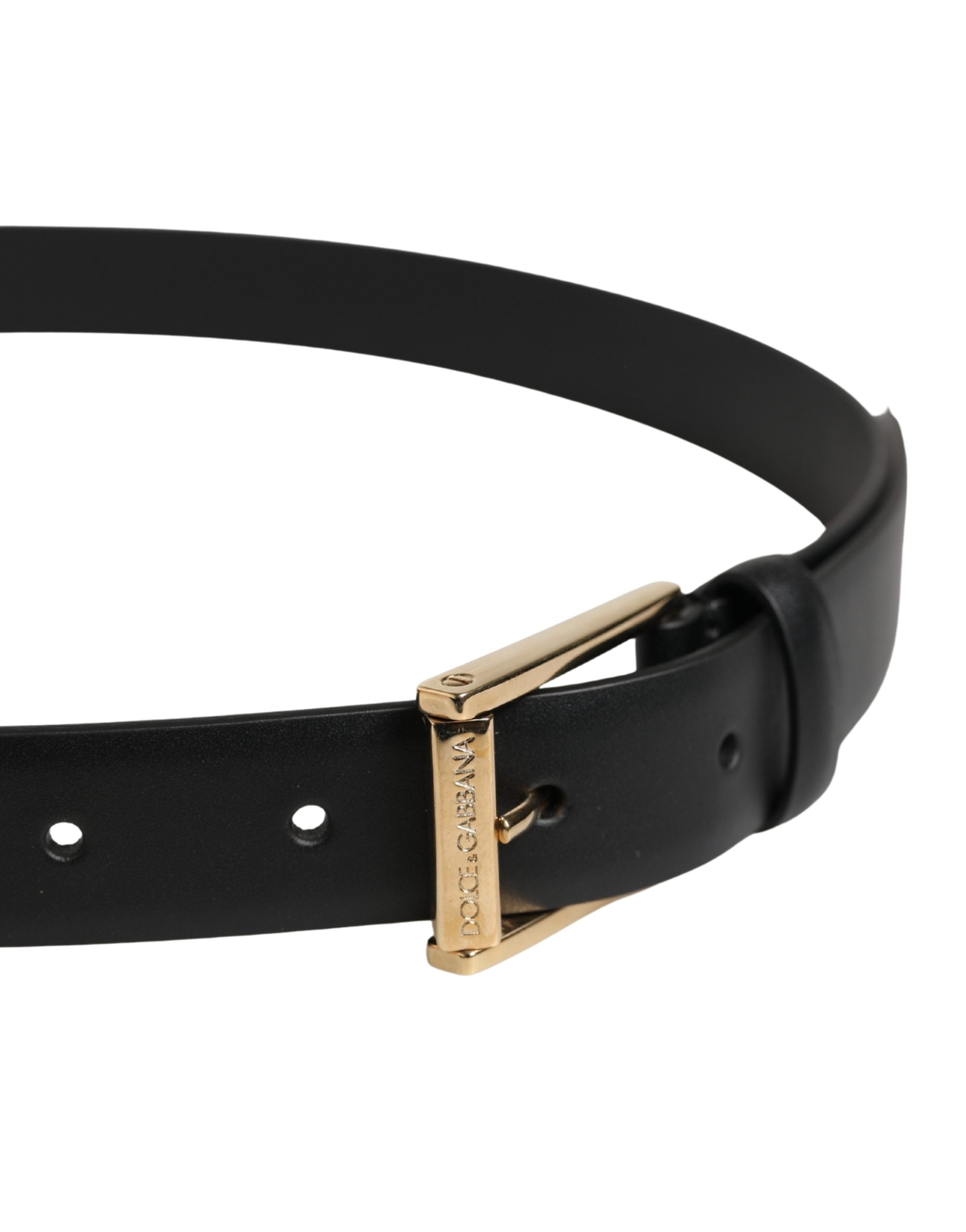 Men Black Classic Leather Metal Buckle Belt - ventzia