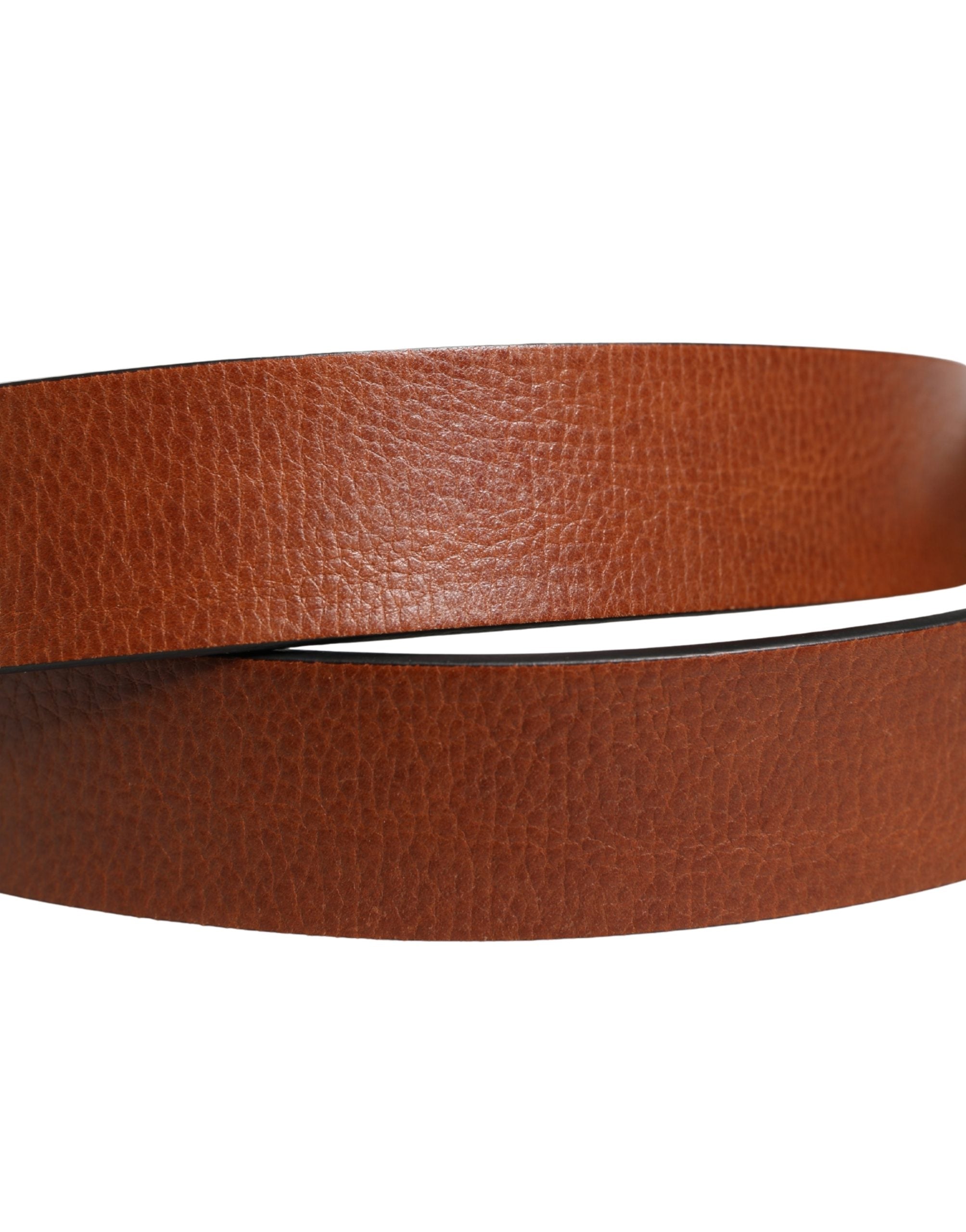 Men Brown Leather Classic Metal Buckle Belt - ventzia