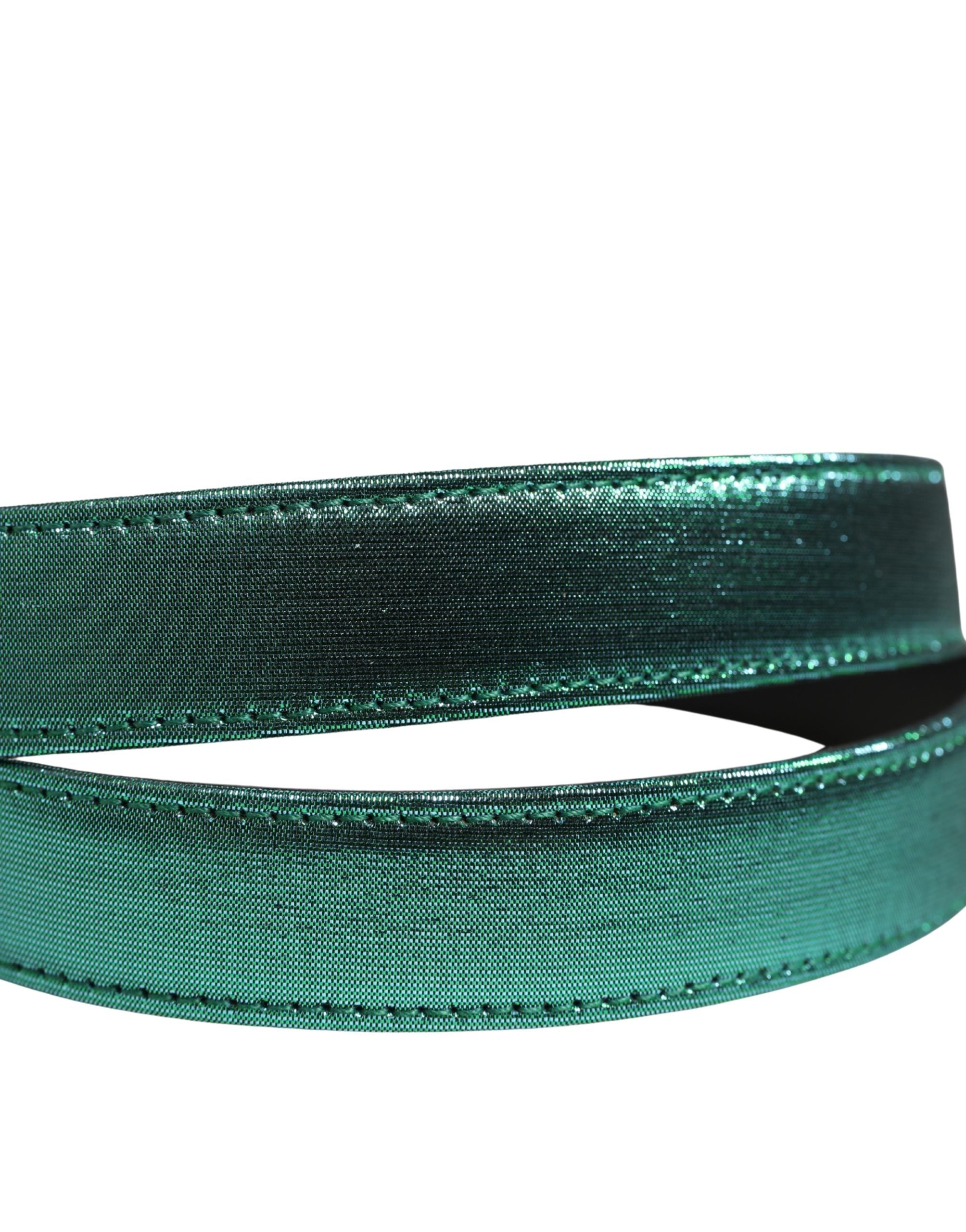 Men Green Lurex Polyester Metal Buckle Belt - ventzia