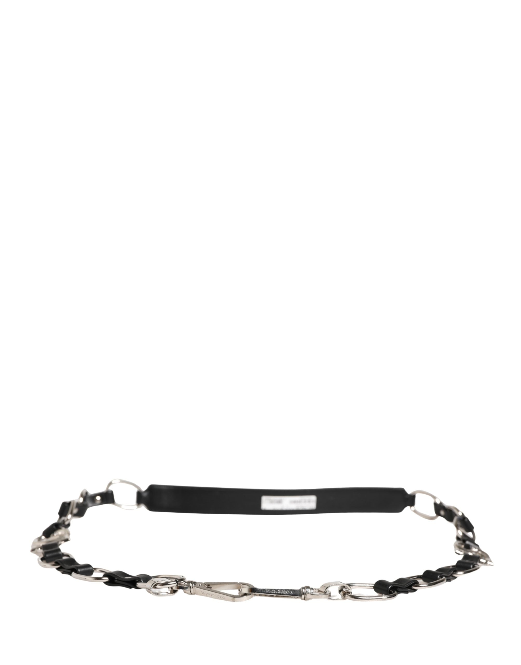 Black Leather Silver Chain Bag Accessory Shoulder Strap - ventzia