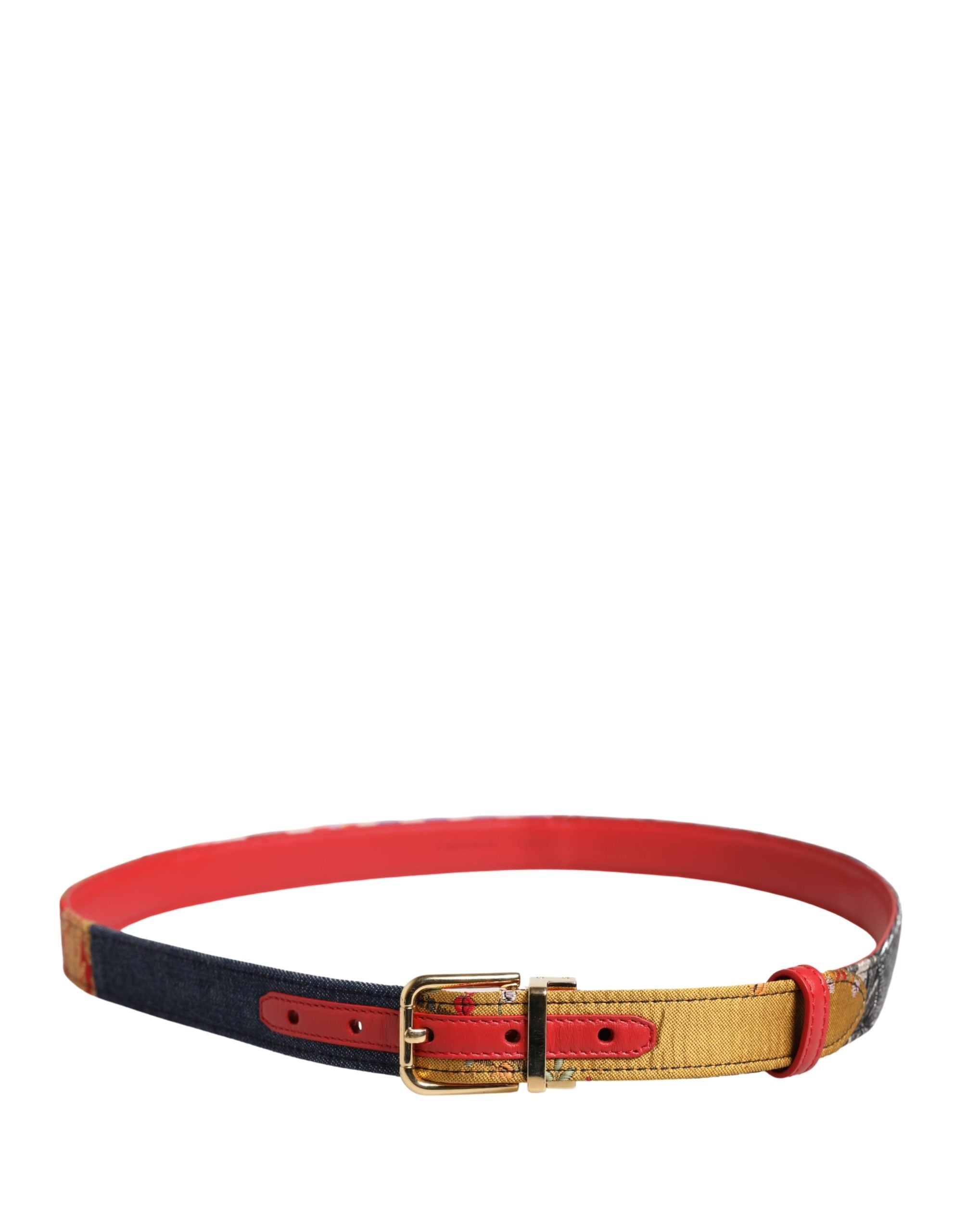 Multicolor Floral Jacquard Metal Buckle Belt - ventzia