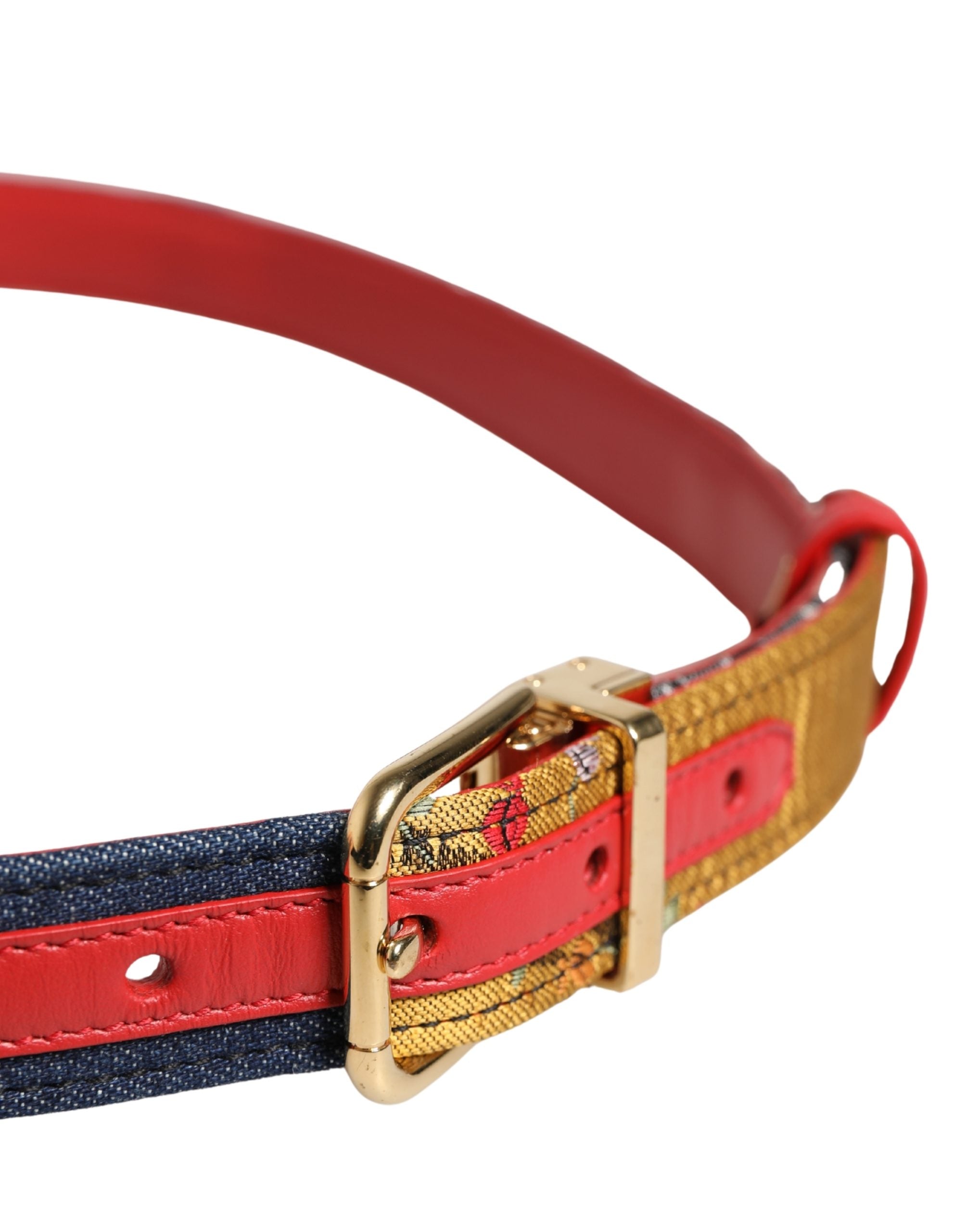Multicolor Floral Jacquard Metal Buckle Belt - ventzia
