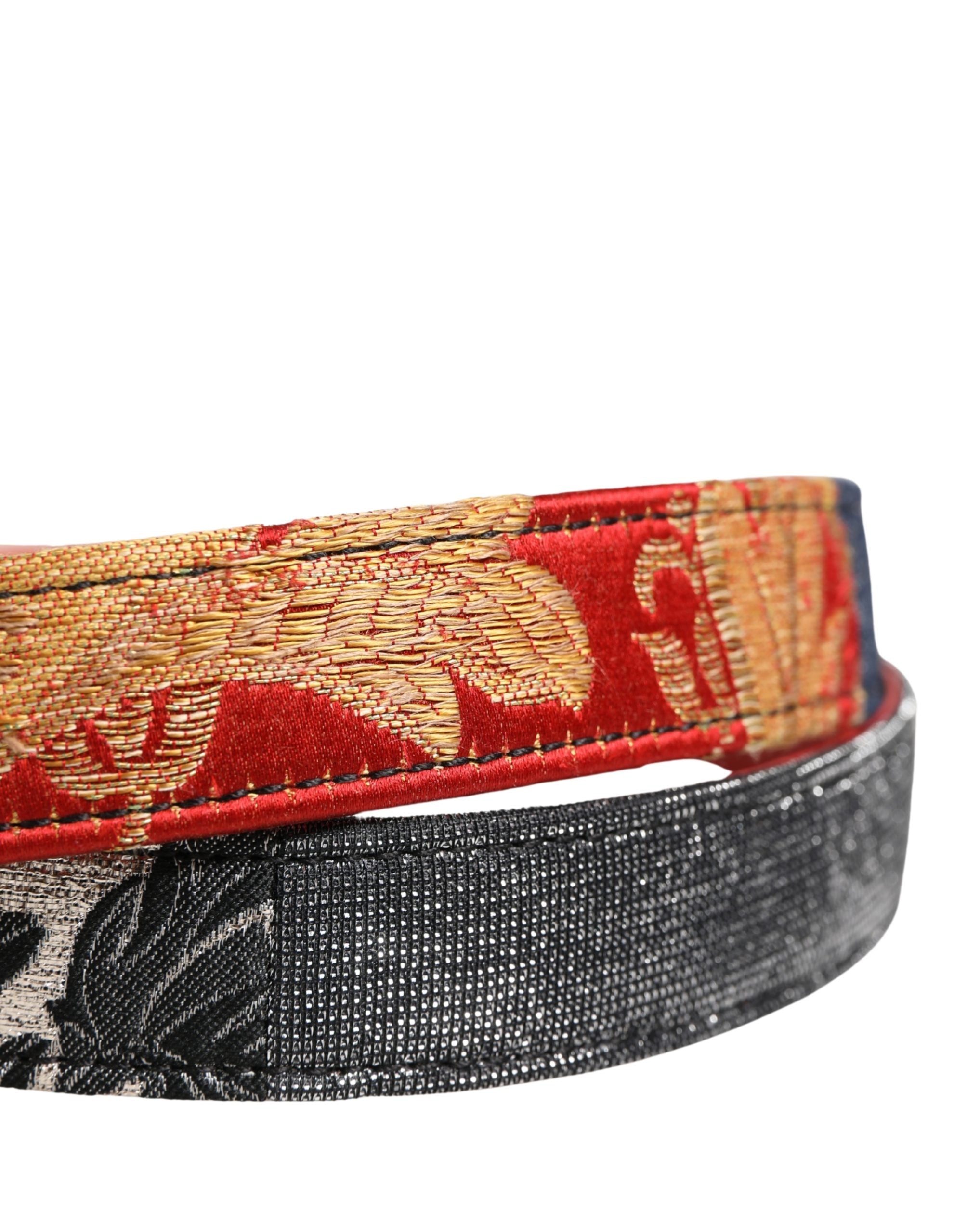 Multicolor Floral Jacquard Metal Buckle Belt - ventzia