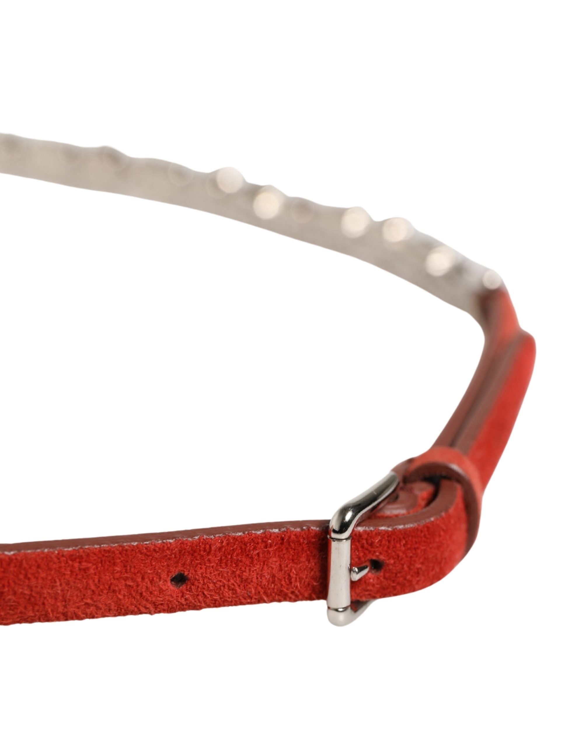 Red Velvet Crystals Chain Embellished Belt - ventzia