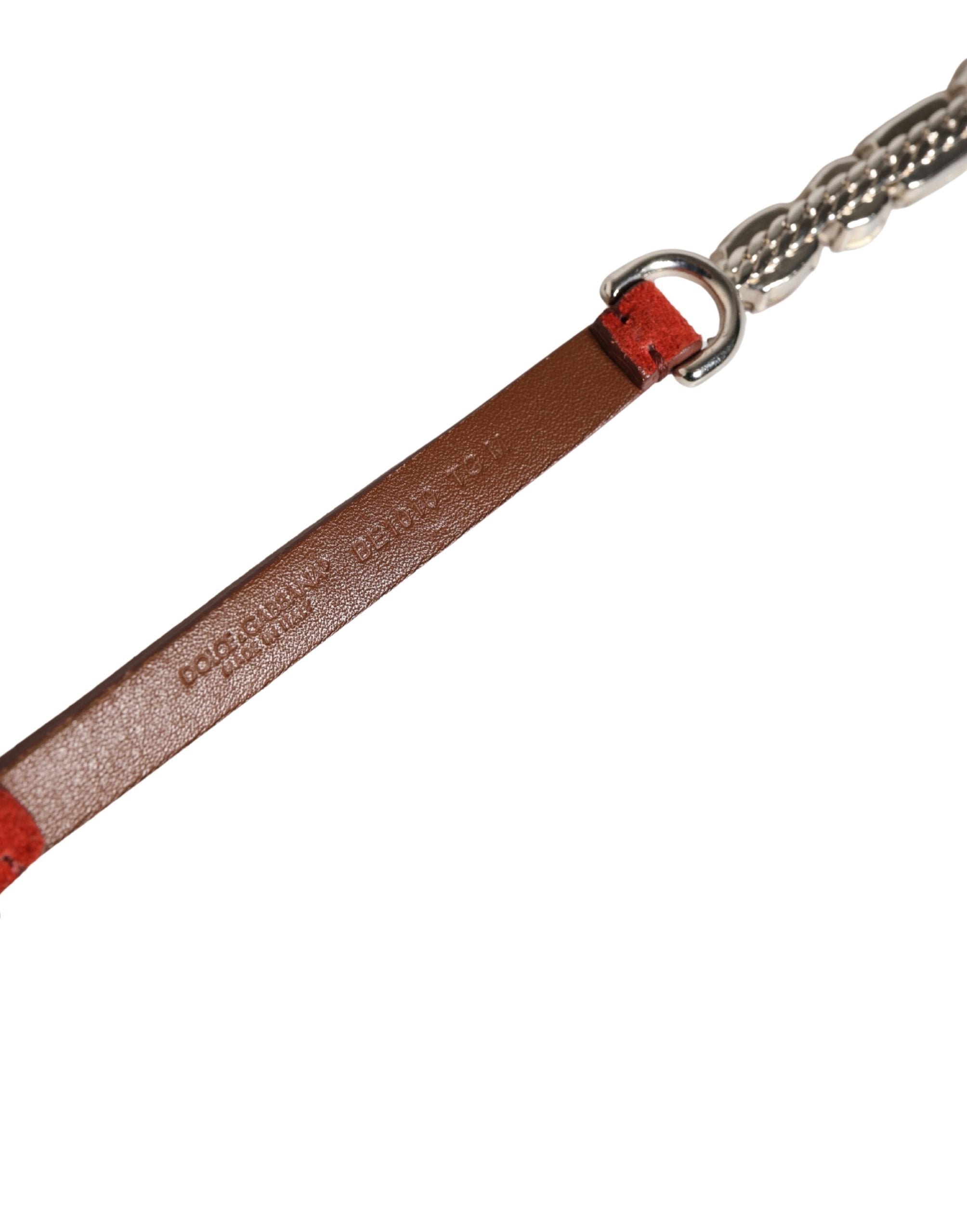 Red Velvet Crystals Chain Embellished Belt - ventzia