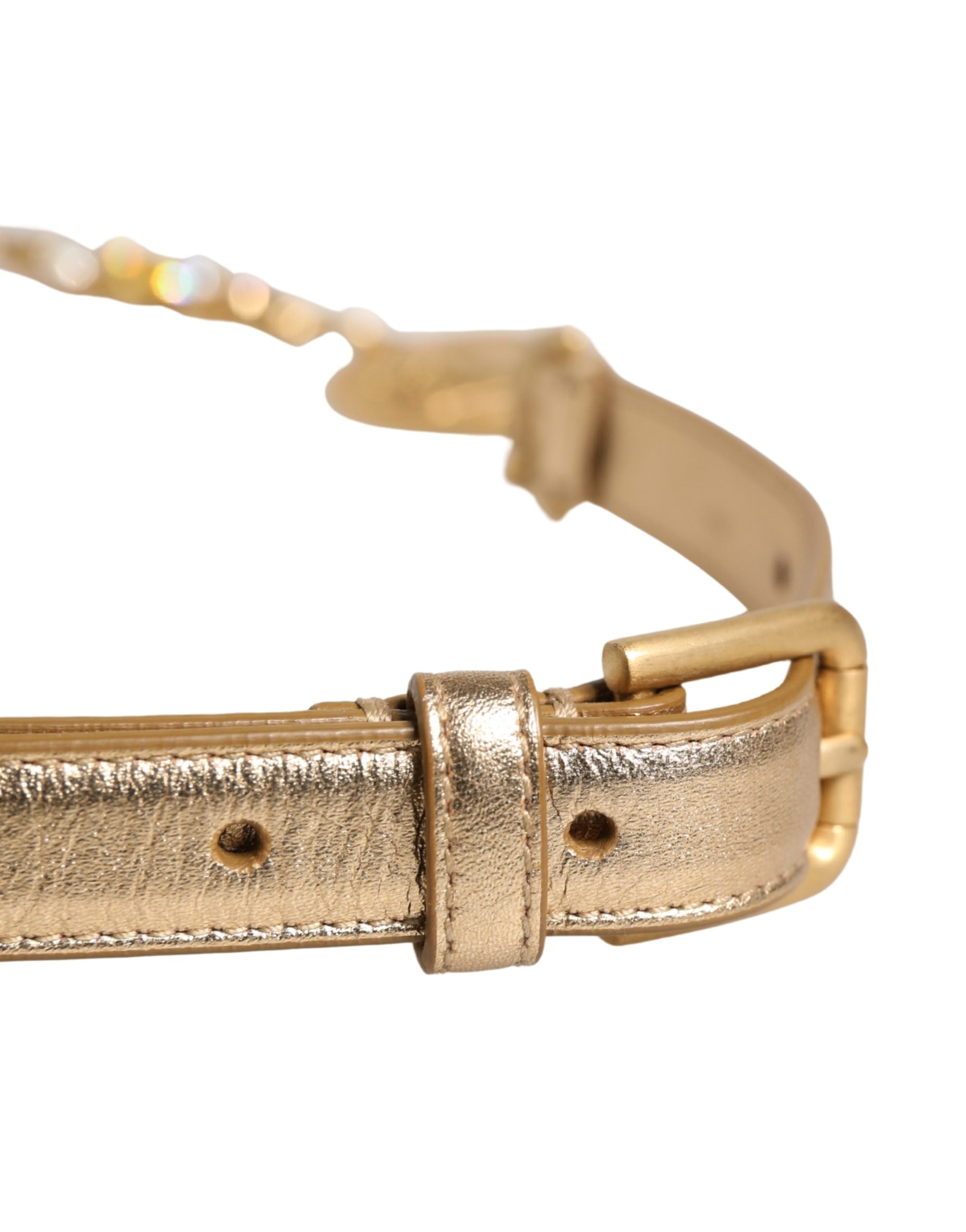 Gold Brass Chain Coin Embellished Metal Buckle Belt - ventzia