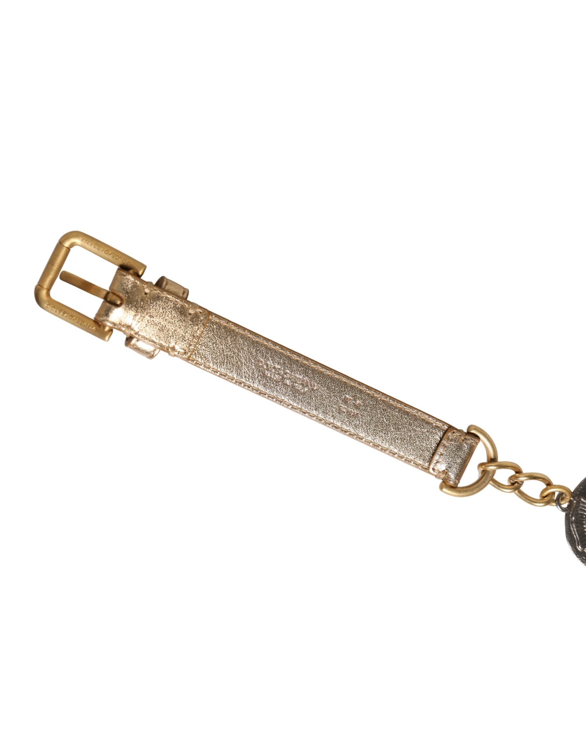 Gold Brass Chain Coin Embellished Metal Buckle Belt - ventzia