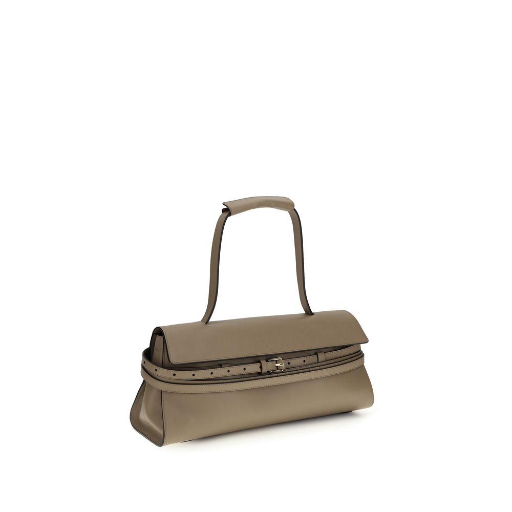 Beige Calf Leather Bos Taurus Shoulder Bag - ventzia
