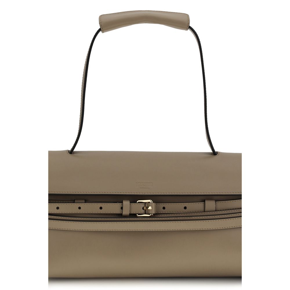 Beige Calf Leather Bos Taurus Shoulder Bag - ventzia