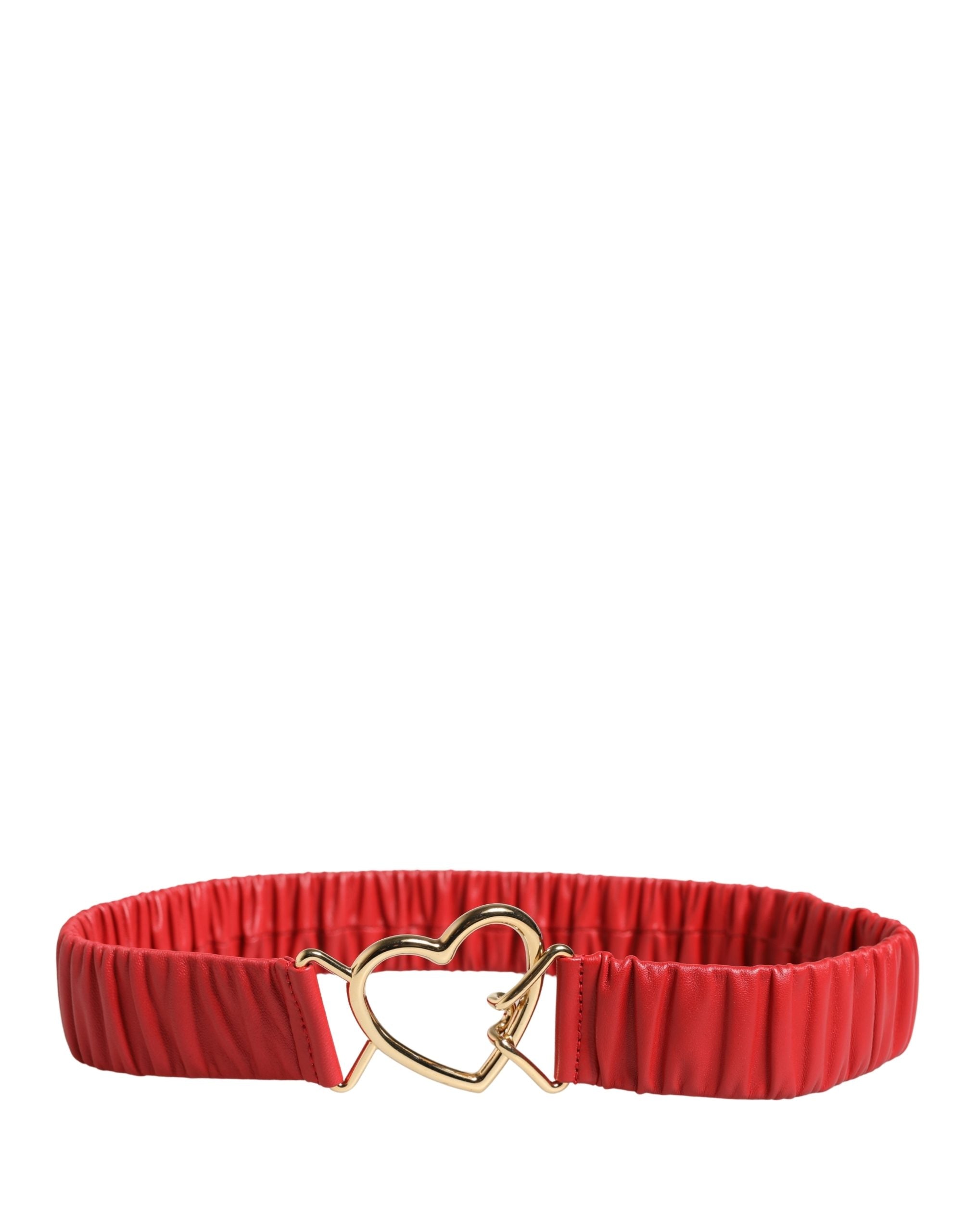 Red Leather Gold Heart Metal Buckle Belt - ventzia