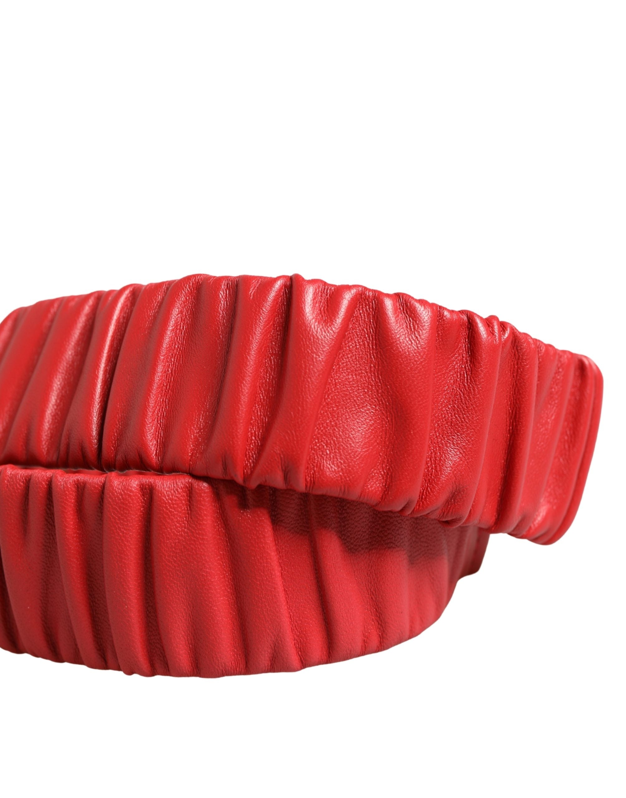 Red Leather Gold Heart Metal Buckle Belt - ventzia