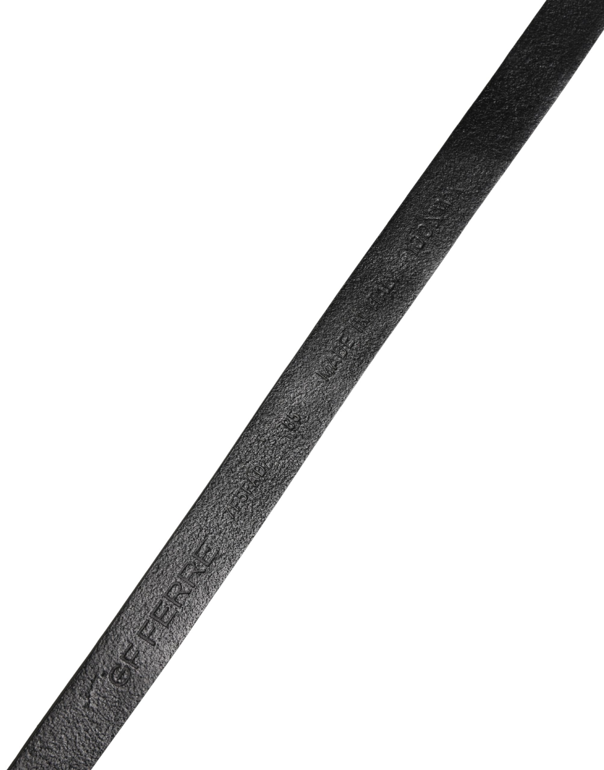 Black Leather Thin Gold Metal Brass Buckle Waist Belt - ventzia