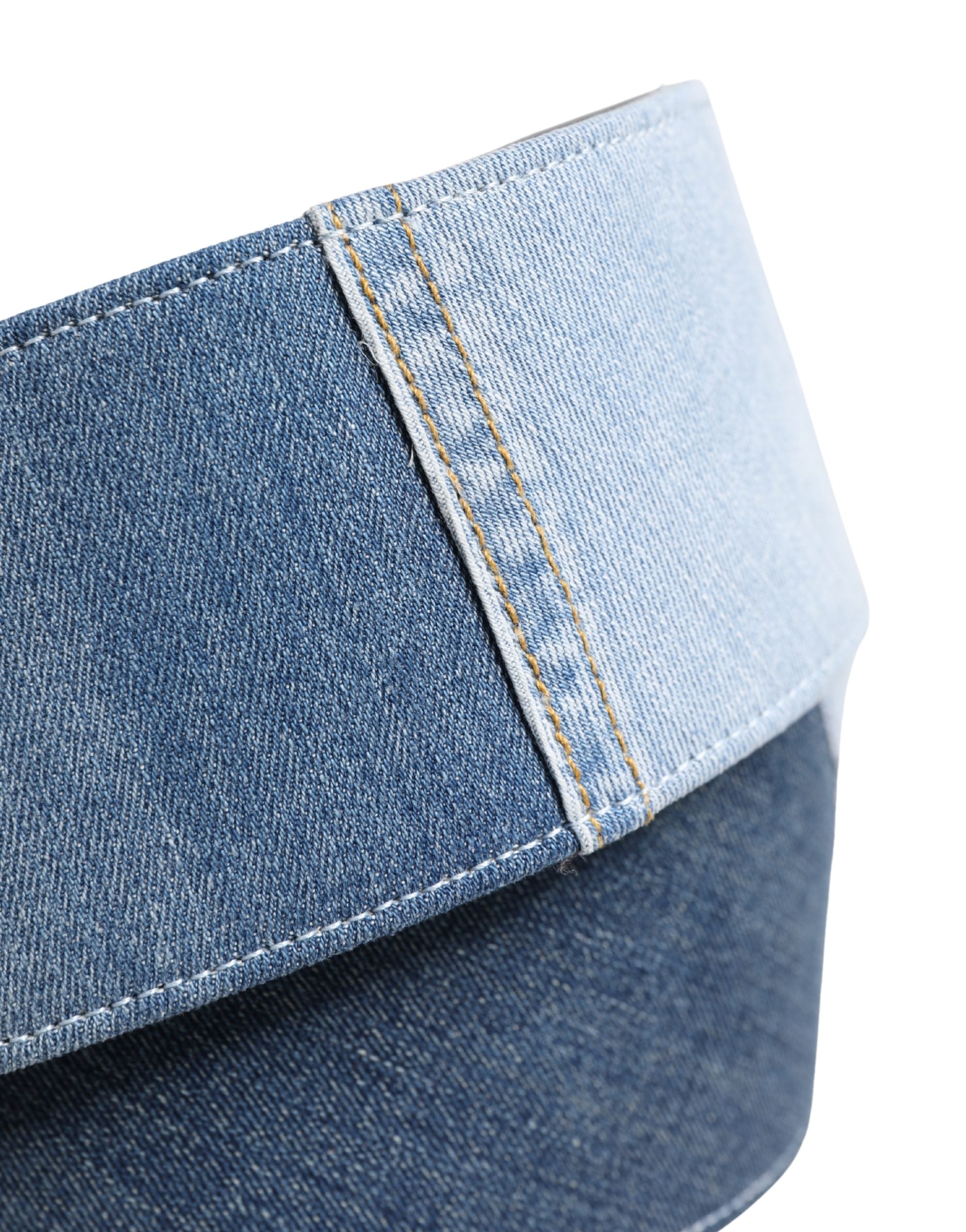 Blue Two Tone Denim Gold Metal Buckle Belt - ventzia