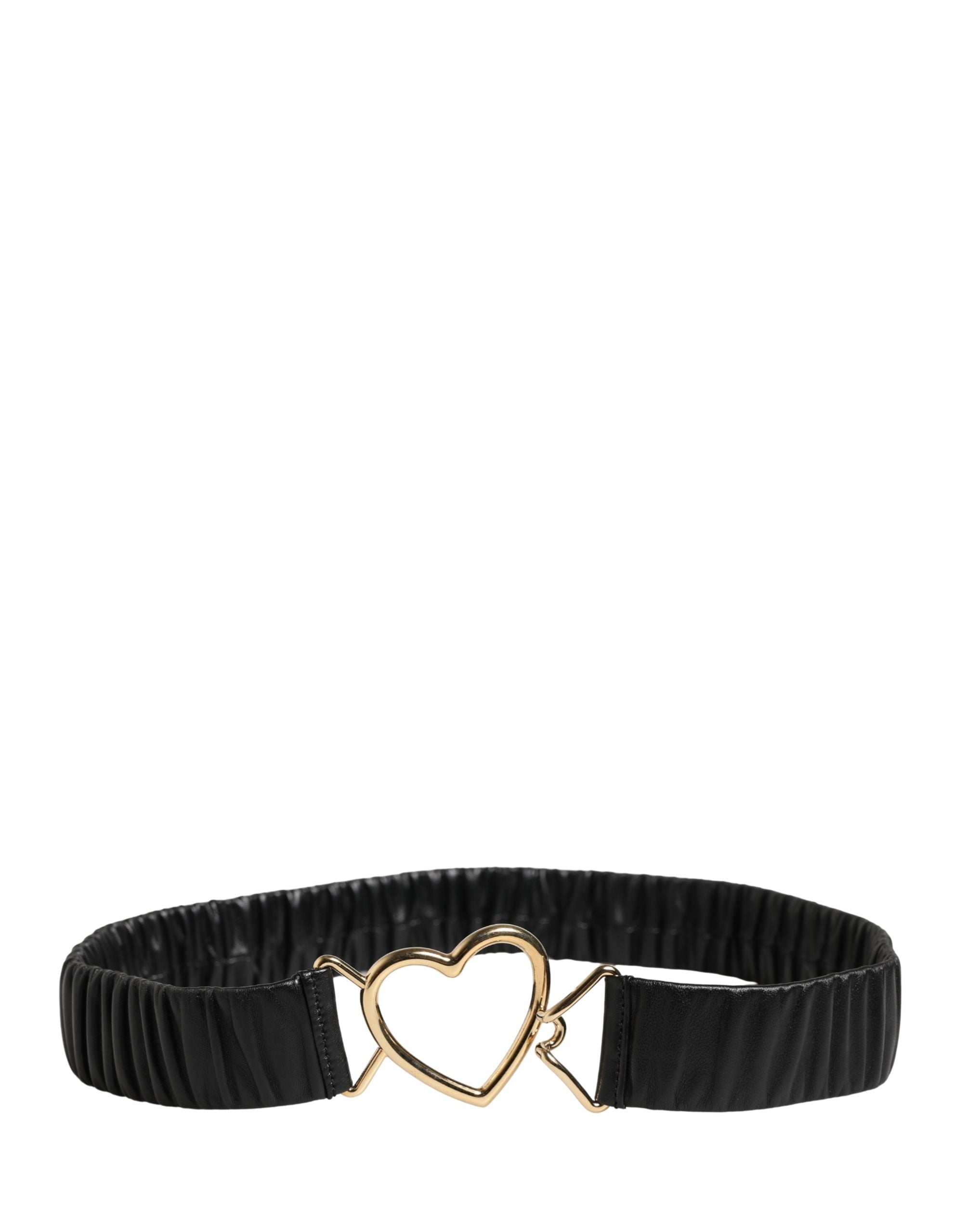 Black Leather Gold Heart Metal Buckle Belt - ventzia