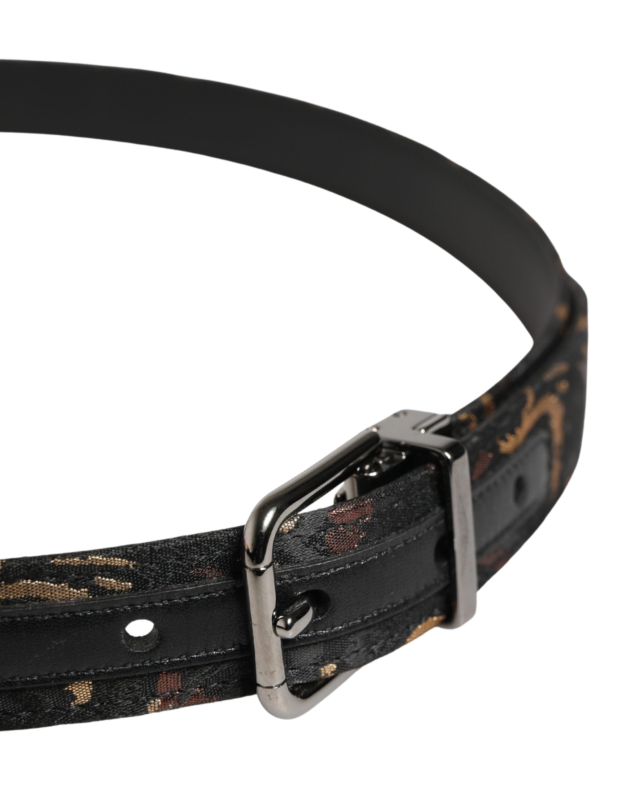 Multicolor Jacquard Silver Metal Buckle Belt - ventzia