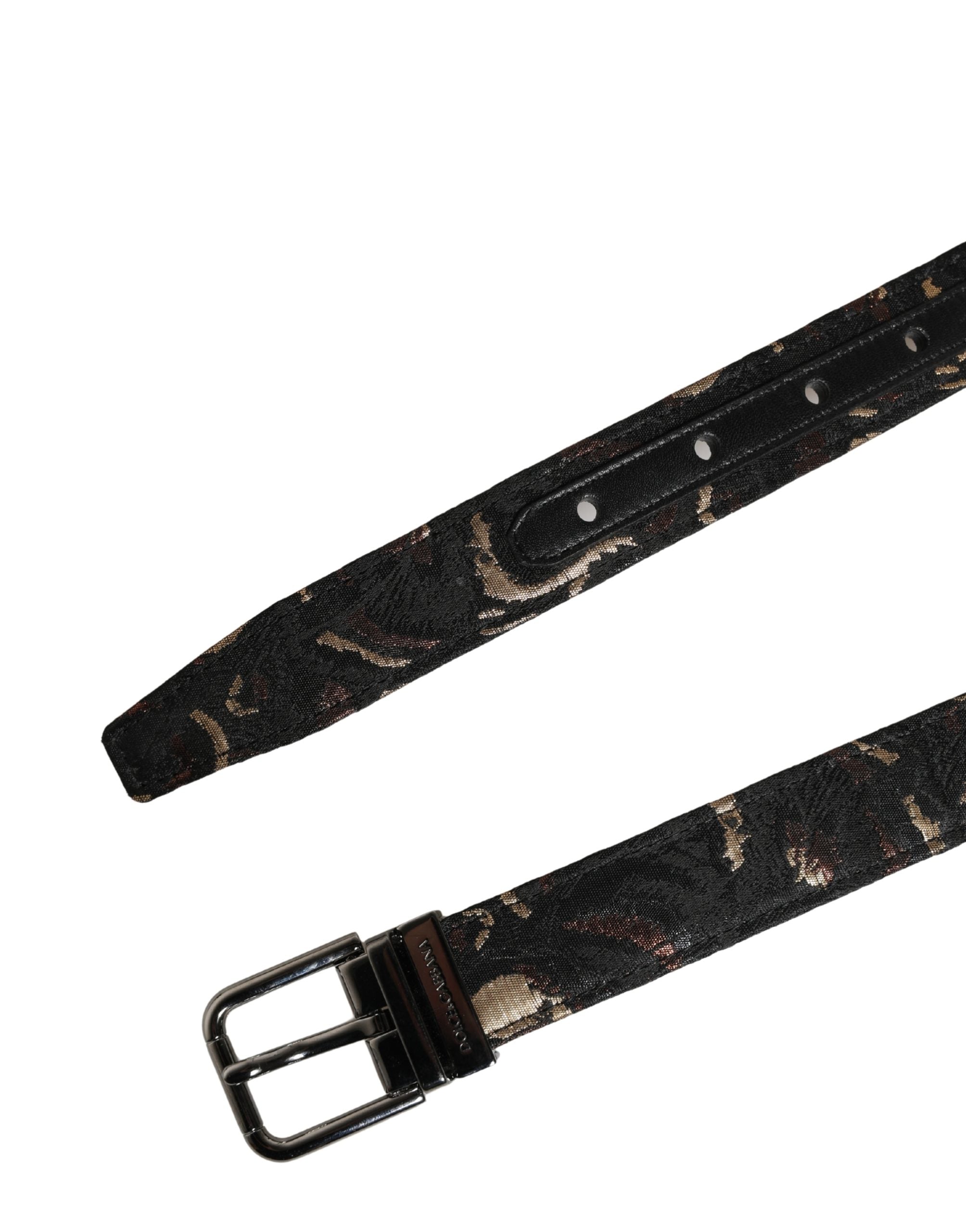 Multicolor Jacquard Silver Metal Buckle Belt - ventzia